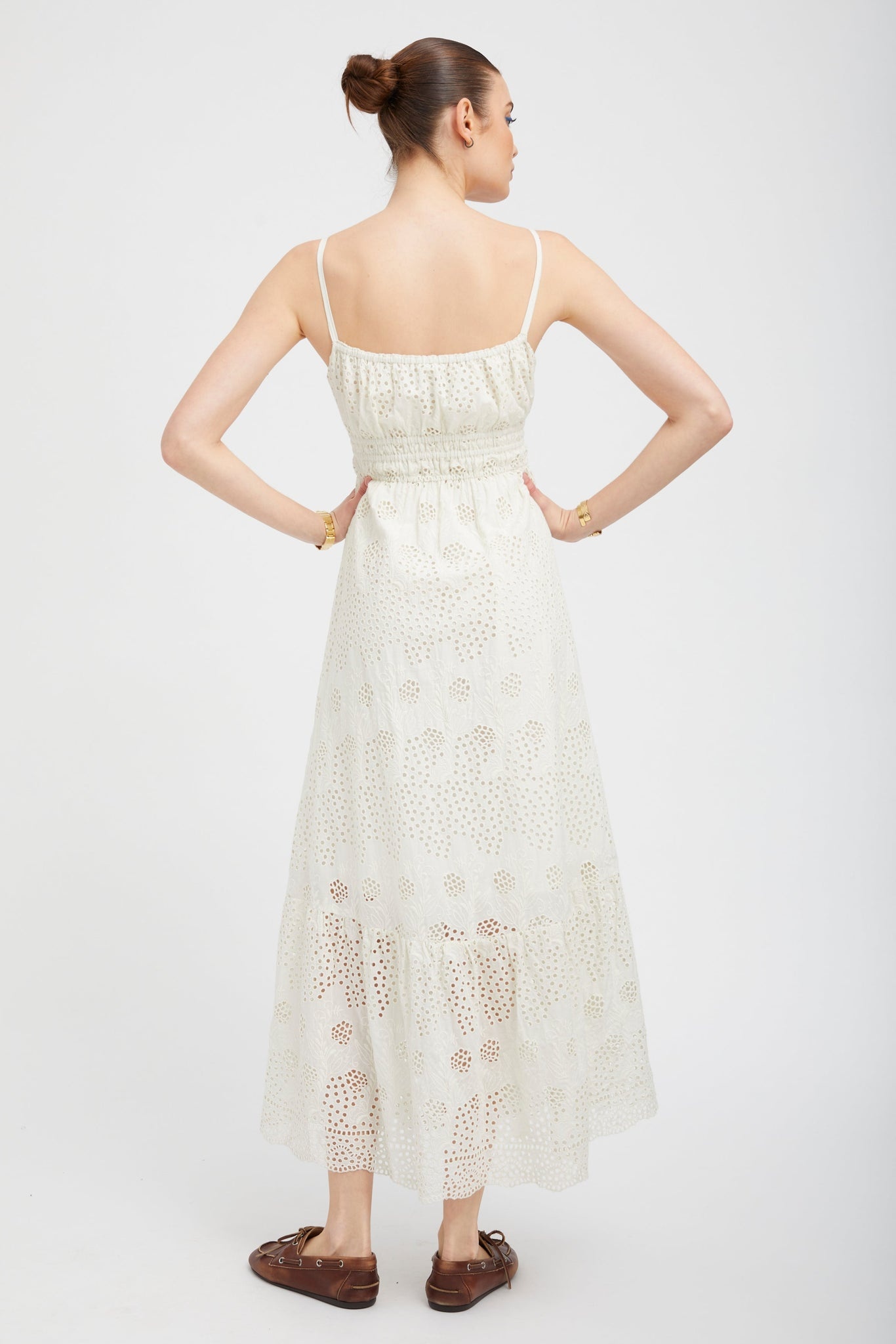 WHITE EYELET ALI MAXI DRESS - 5