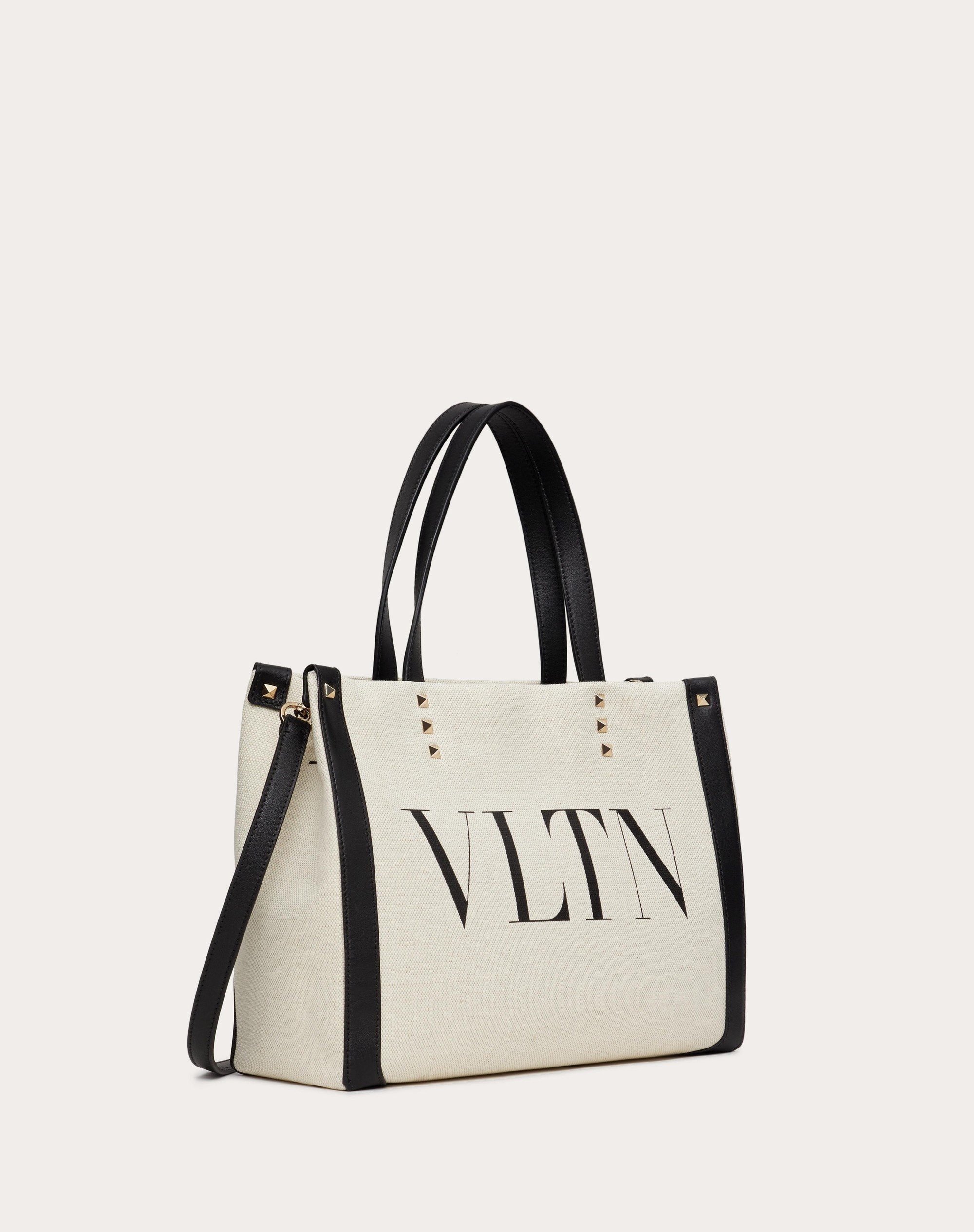 MINI CANVAS TOTE BAG WITH VLTN PRINT - 2