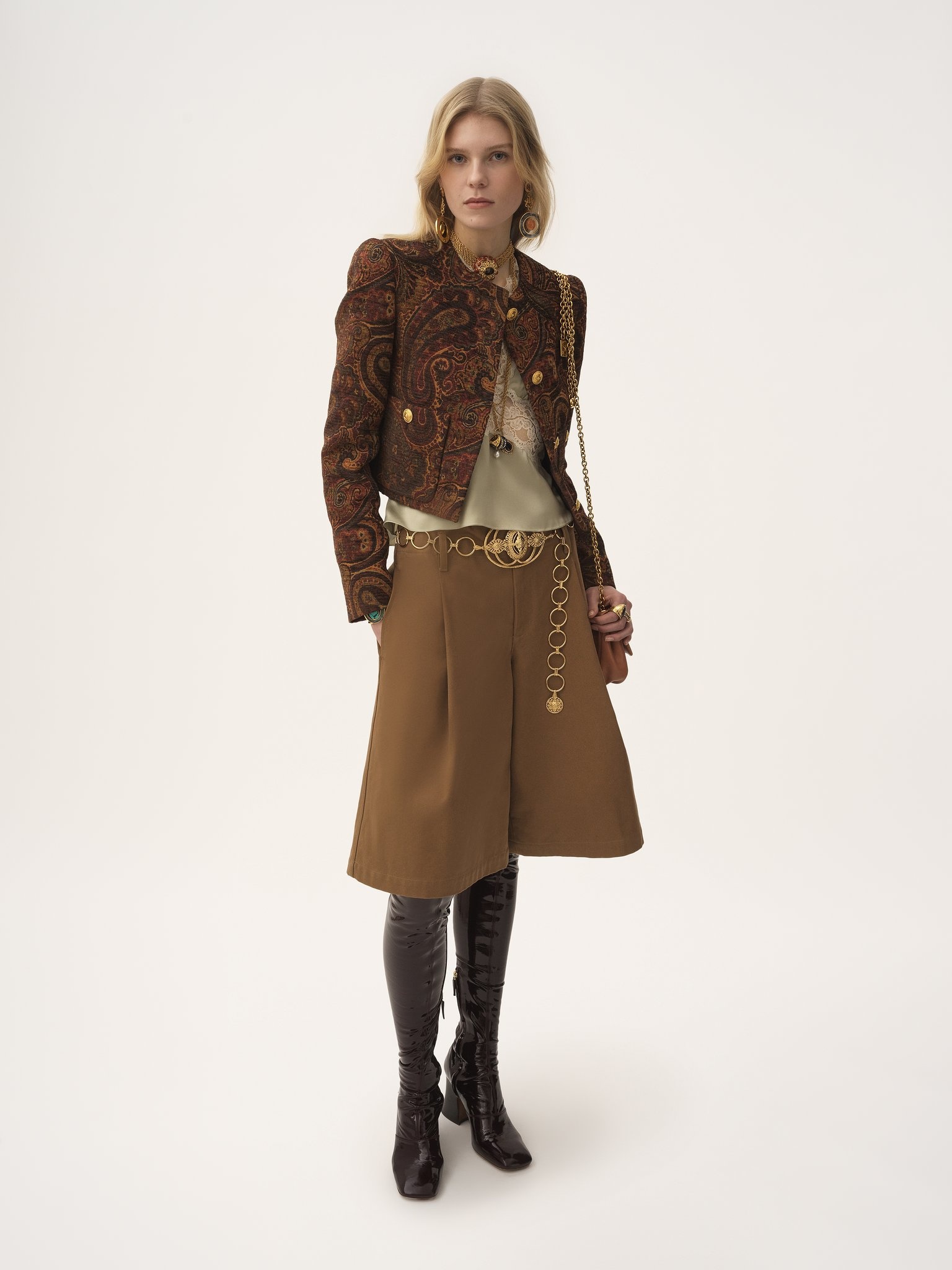BOXY COLLARLESS JACKET IN TAPESTRY JACQUARD - 3