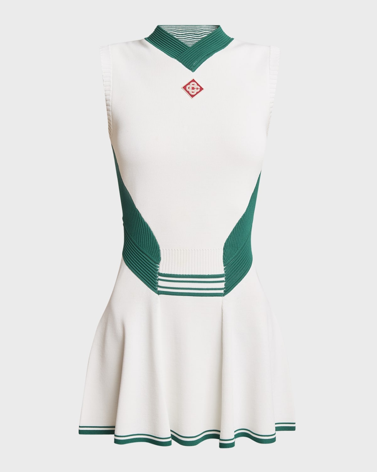 Knit Nylon Mini Dress with Logo Detail - 1