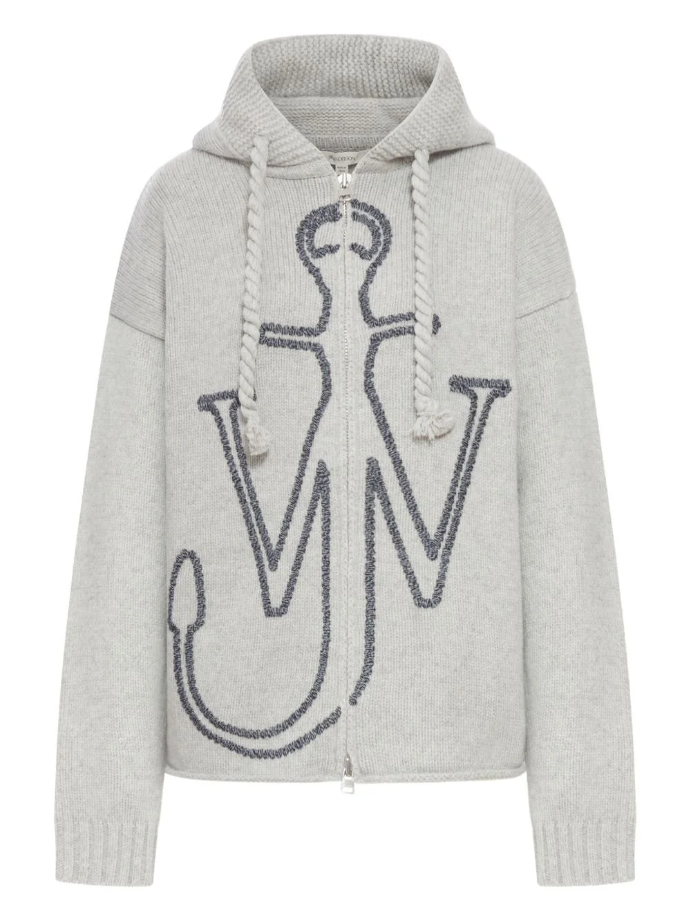 wool anchor-embroidery hoodie - 1
