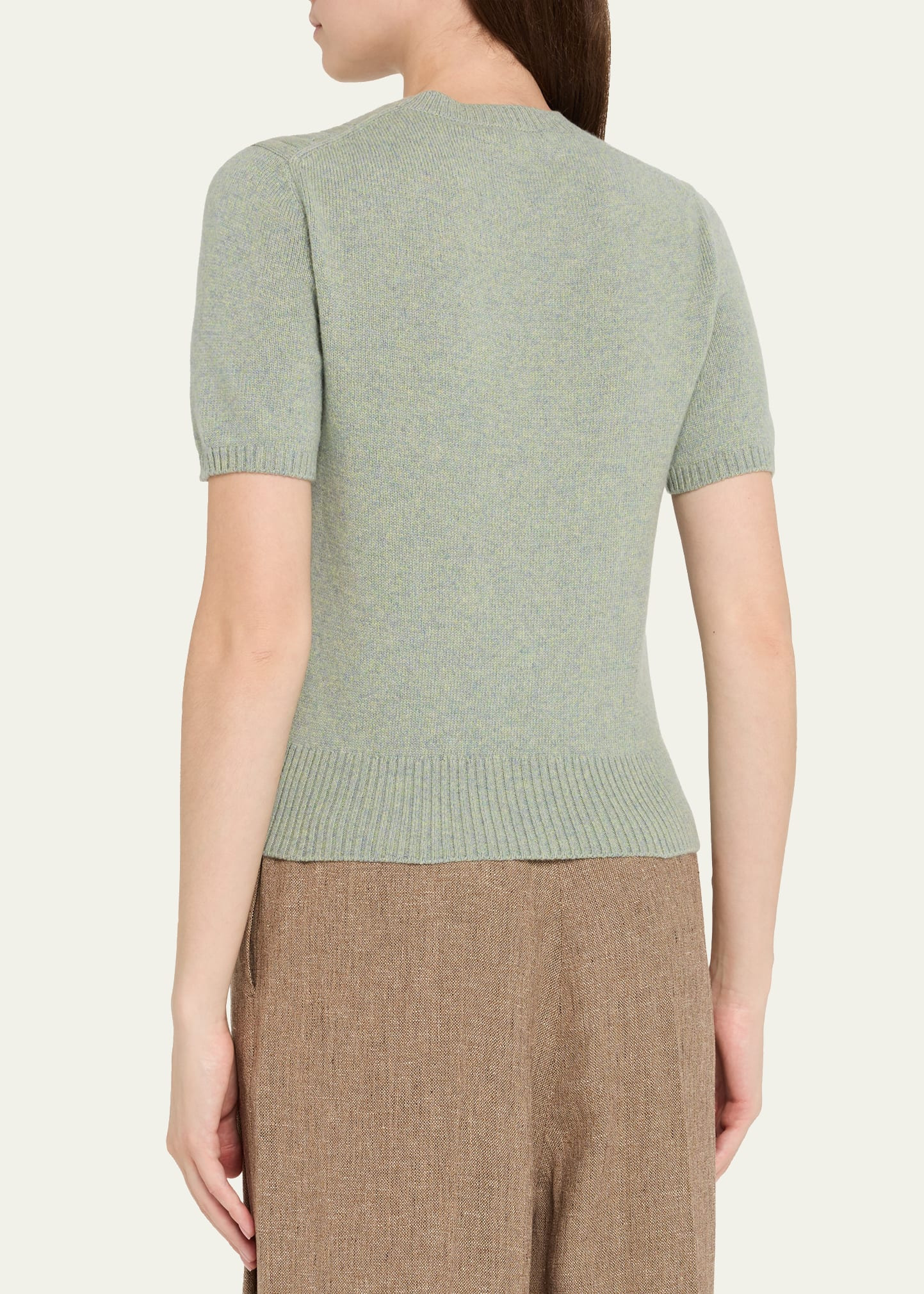 Treccia Cashmere Short-Sleeve Sweater - 3