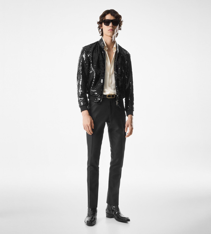 TOM FORD SEQUIN EMBROIDERY BIKER BLOUSON outlook