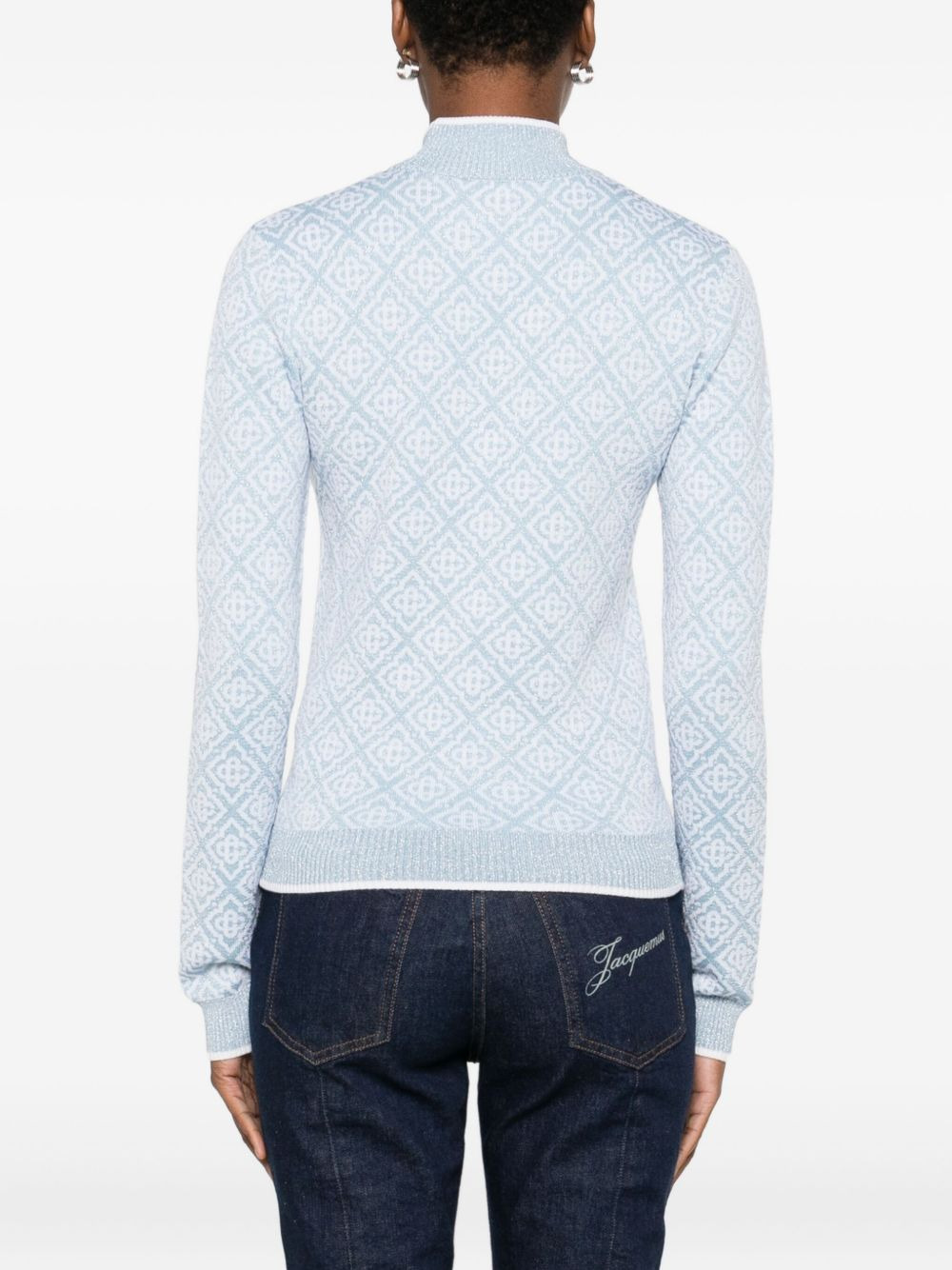 geometric-pattern mock-neck top - 4