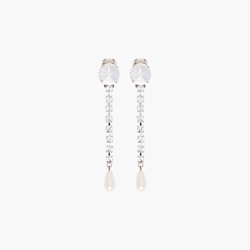 Crystal and pearl pendant earrings - 2