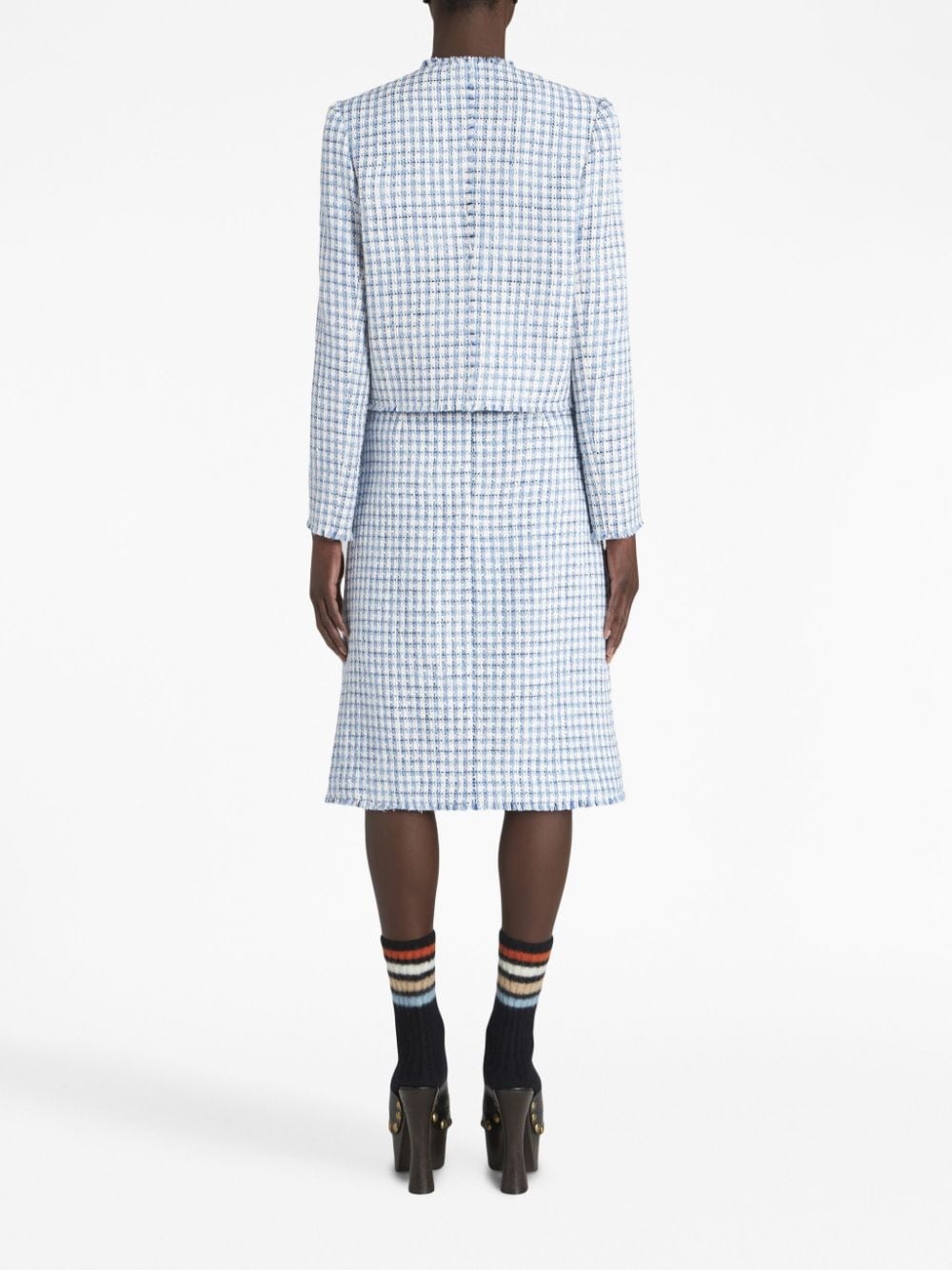 round-neck tweed jacket - 3