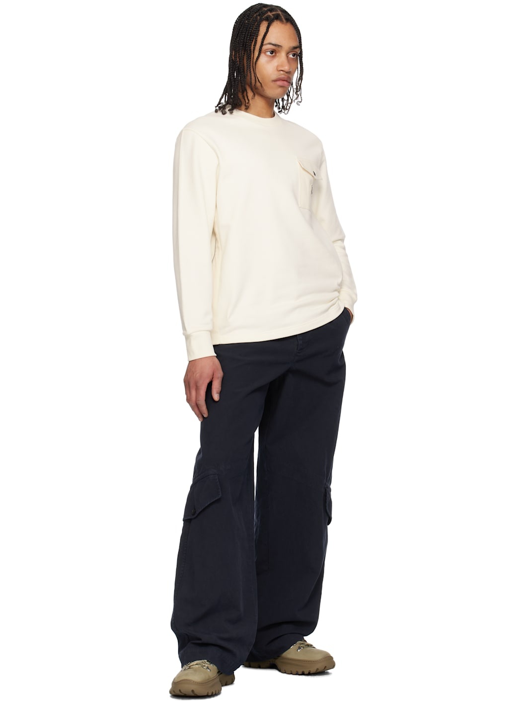 Off-White Cotton Pocket Sweatshirt - 4