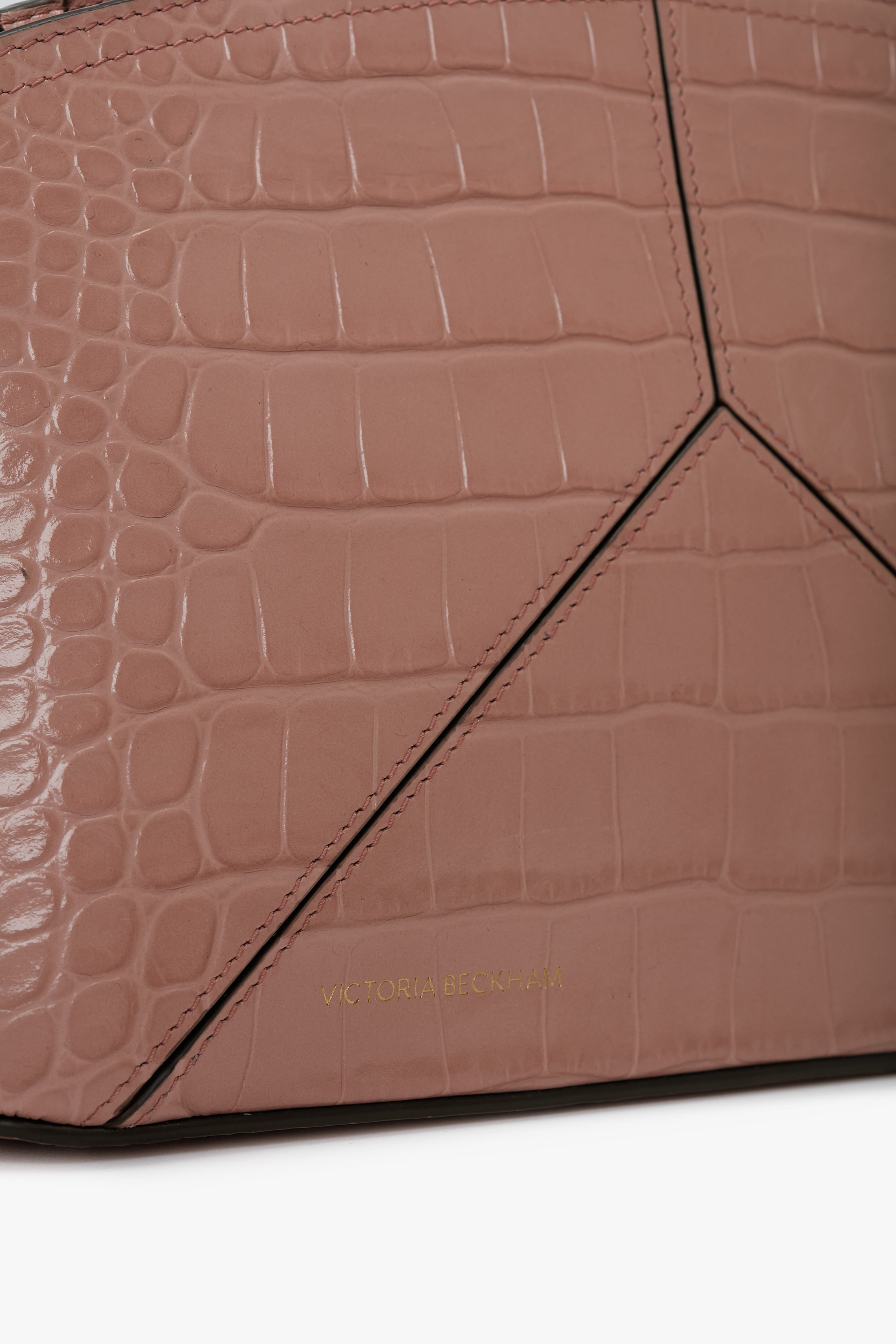 Victoria Crossbody Bag In Blush Pink Croc Embossed Leather - 6