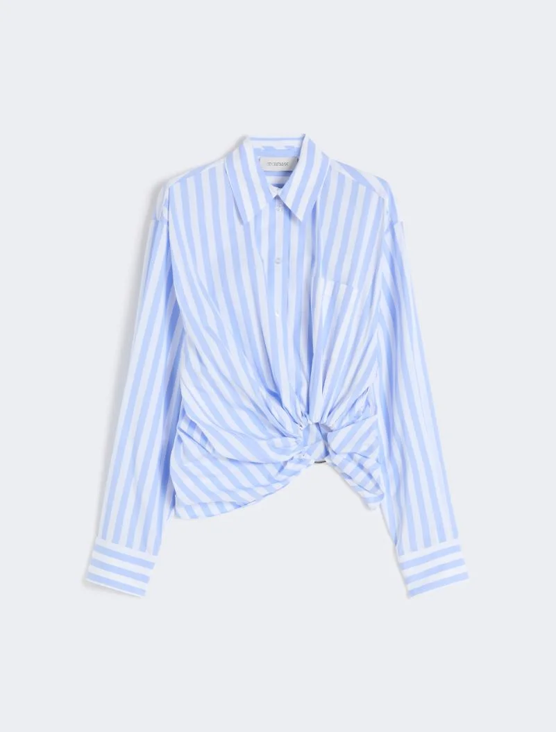 Striped poplin shirt - light blue - 1