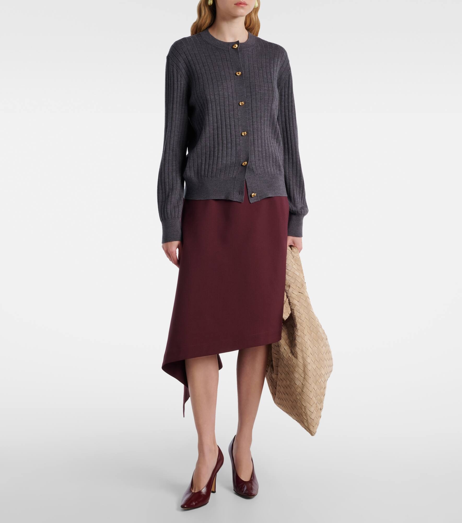 Knot ribbed-knit wool cardigan - 2