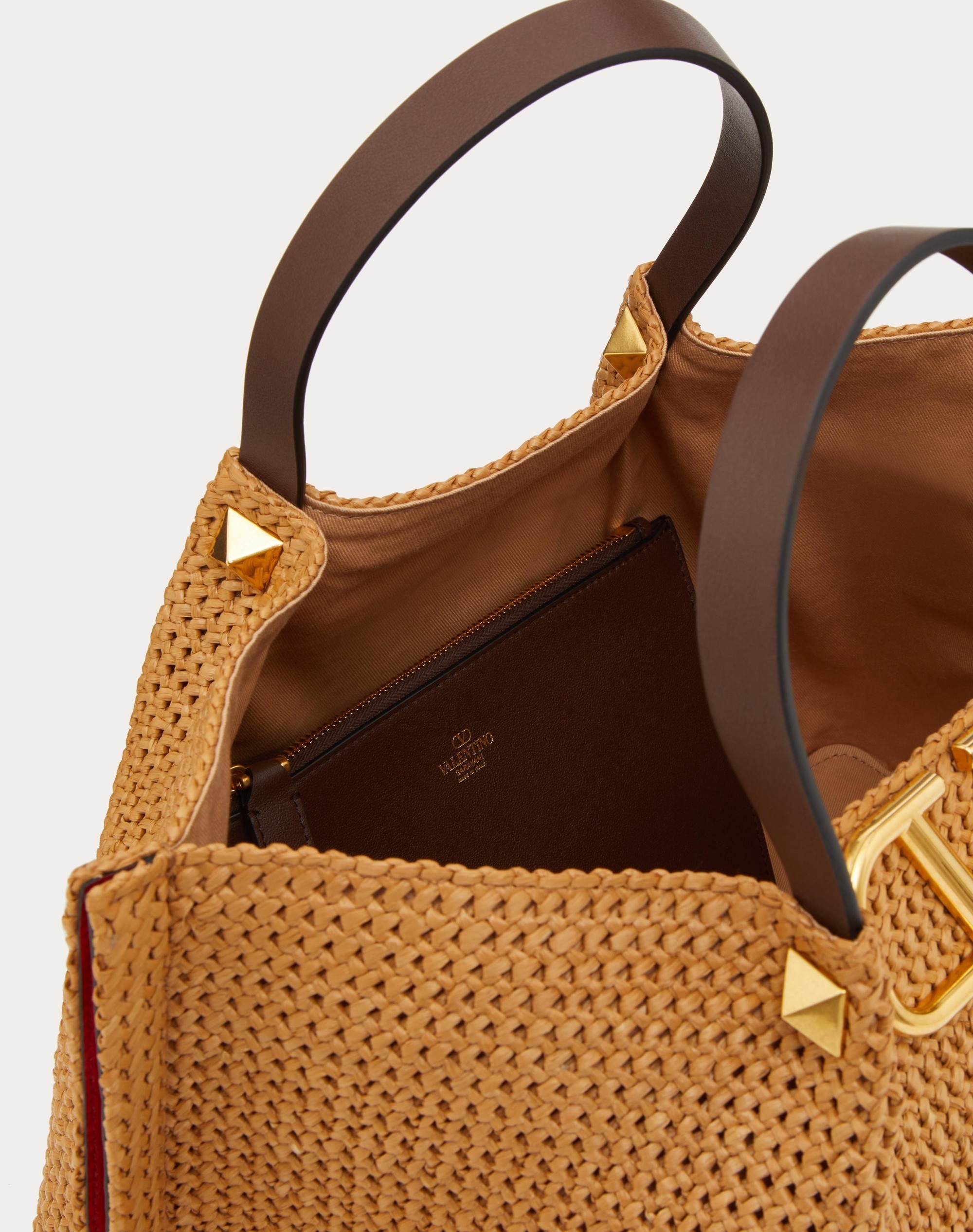 Valentino MEDIUM SHOPPING BAG IN SYNTHETIC RAFFIA | REVERSIBLE