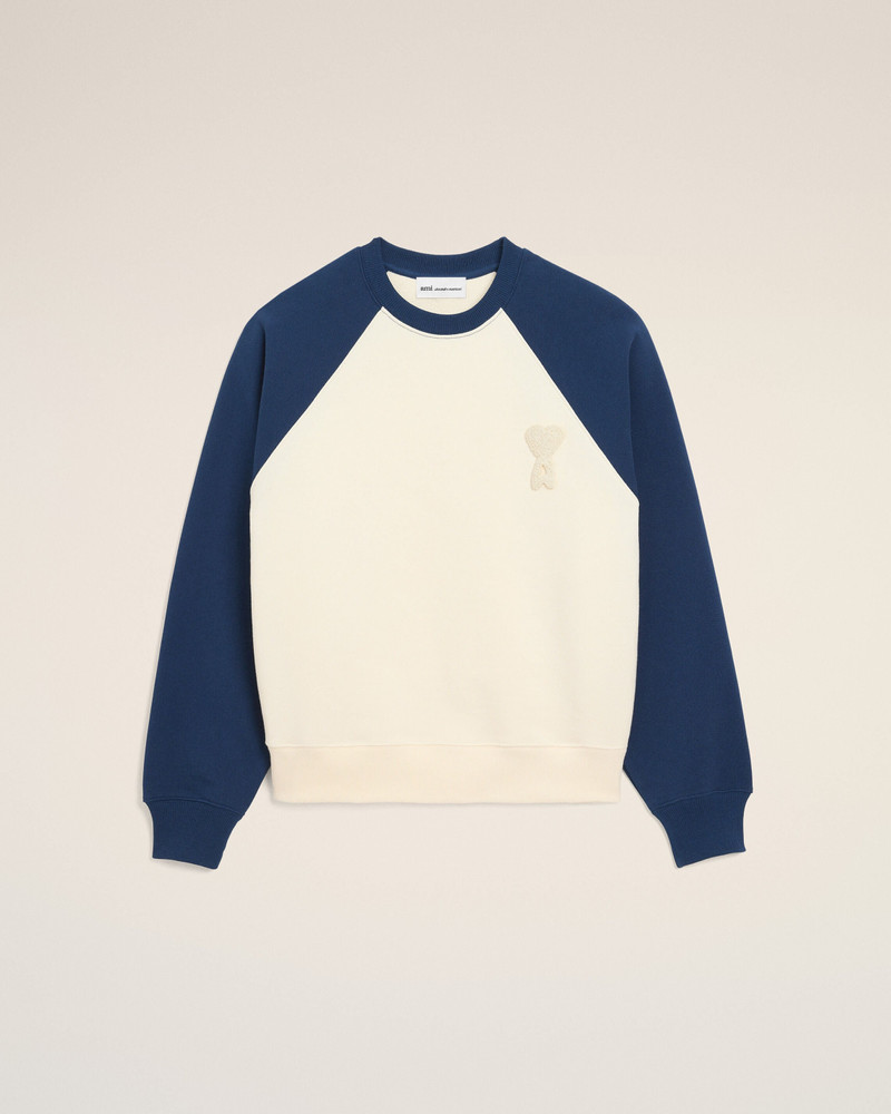 WHITE AND BLUE COTTON KNITTED AMI DE COEUR SWEATSHIRT 1