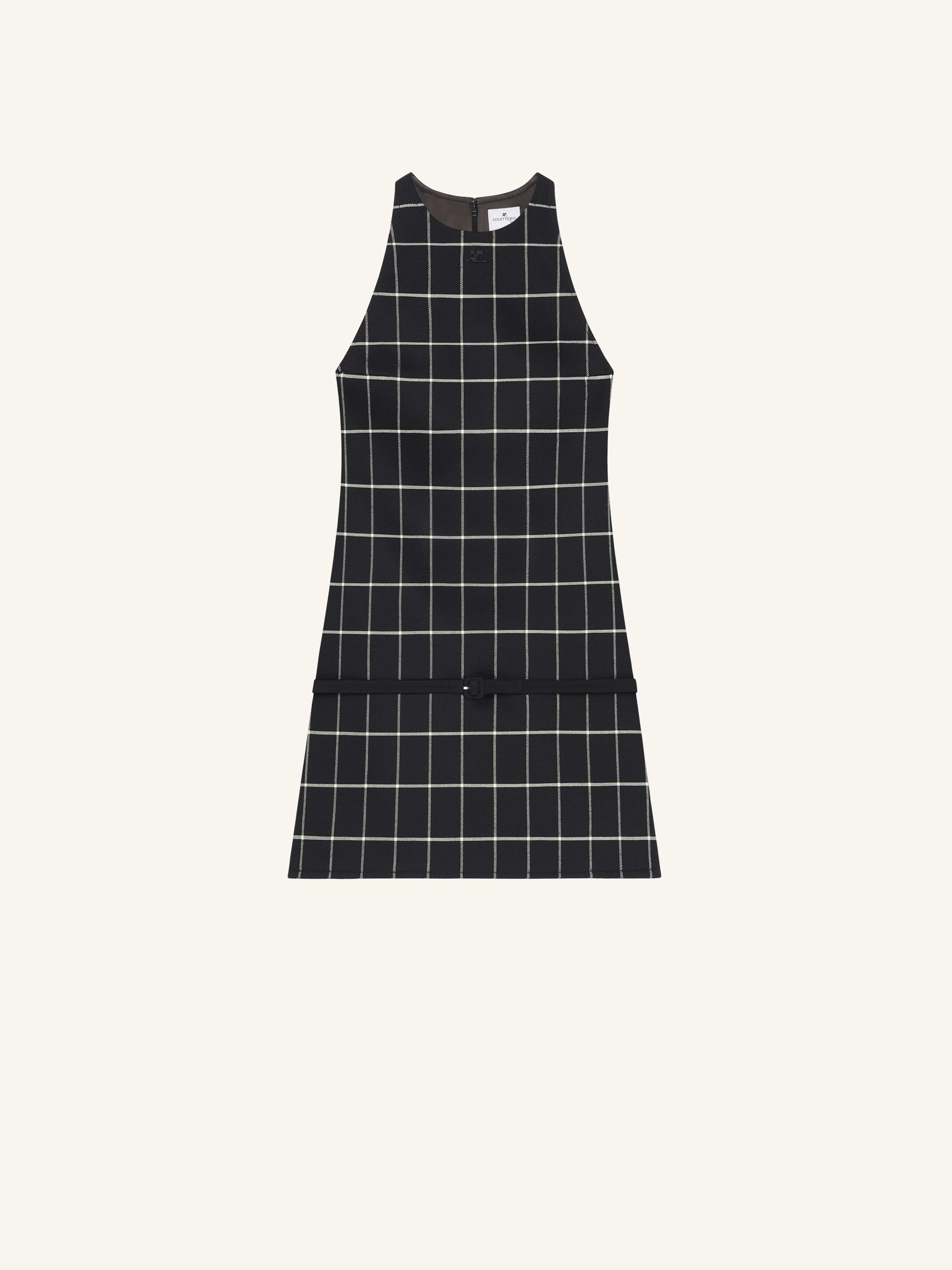 A-LINE BELTED CHECKED DRESS - 1