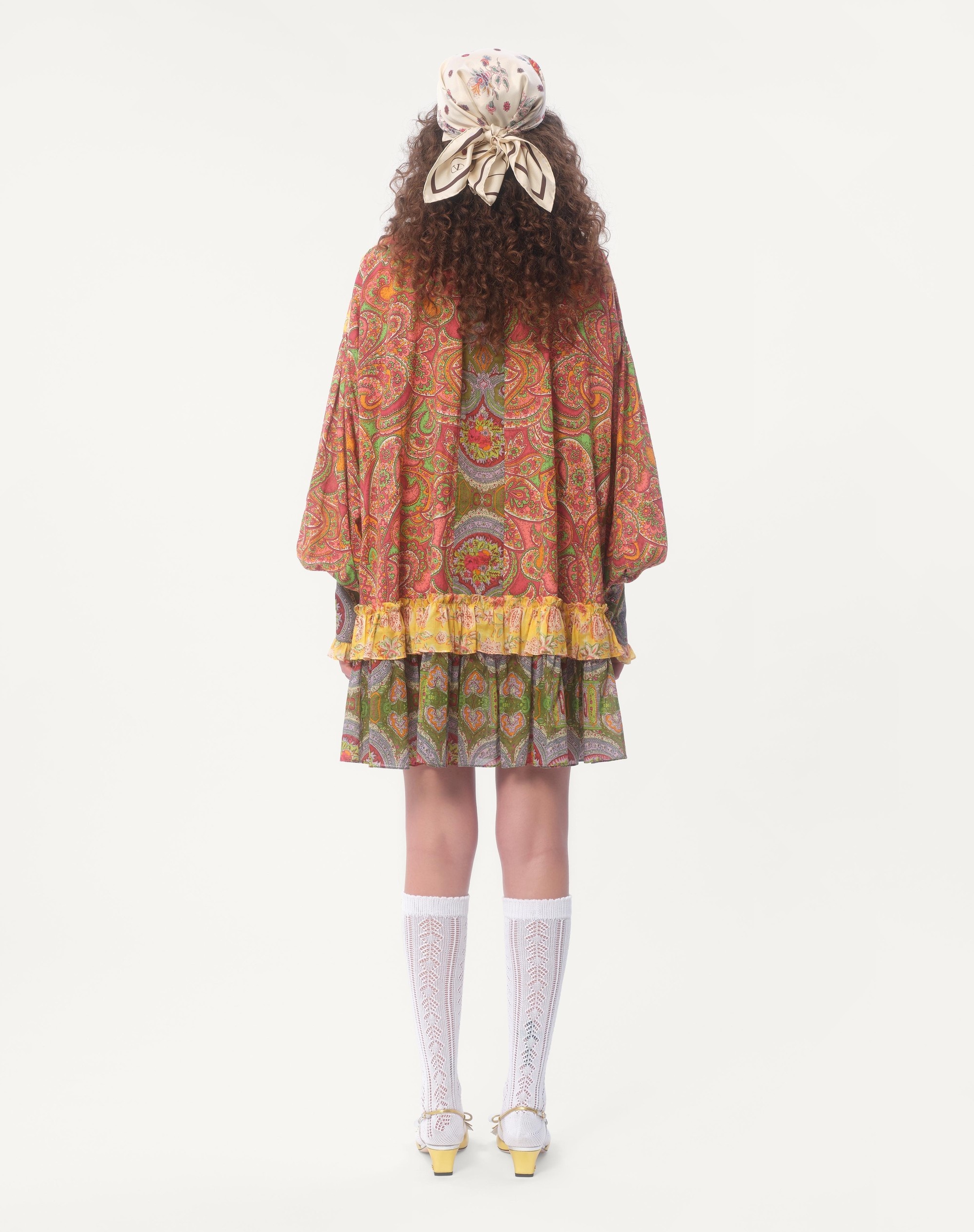 SHORT DRESS IN VOYAGE IMAGINAIRE CASHMERE MUSLIN - 9