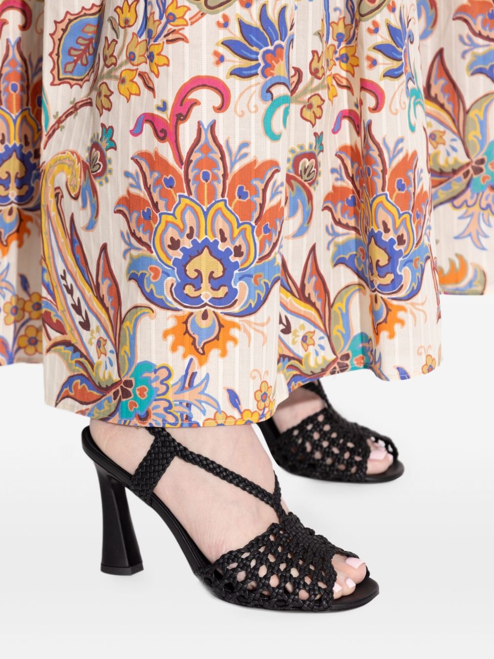 100mm woven heeled sandals - 5