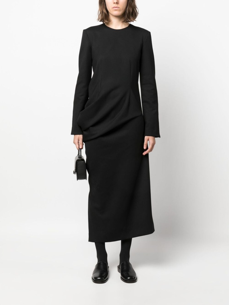 The Row gathered-detailing long-sleeved shift dress outlook