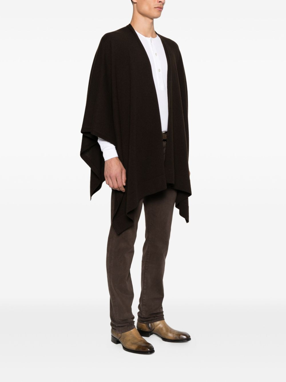 V-neck cashmere poncho - 3