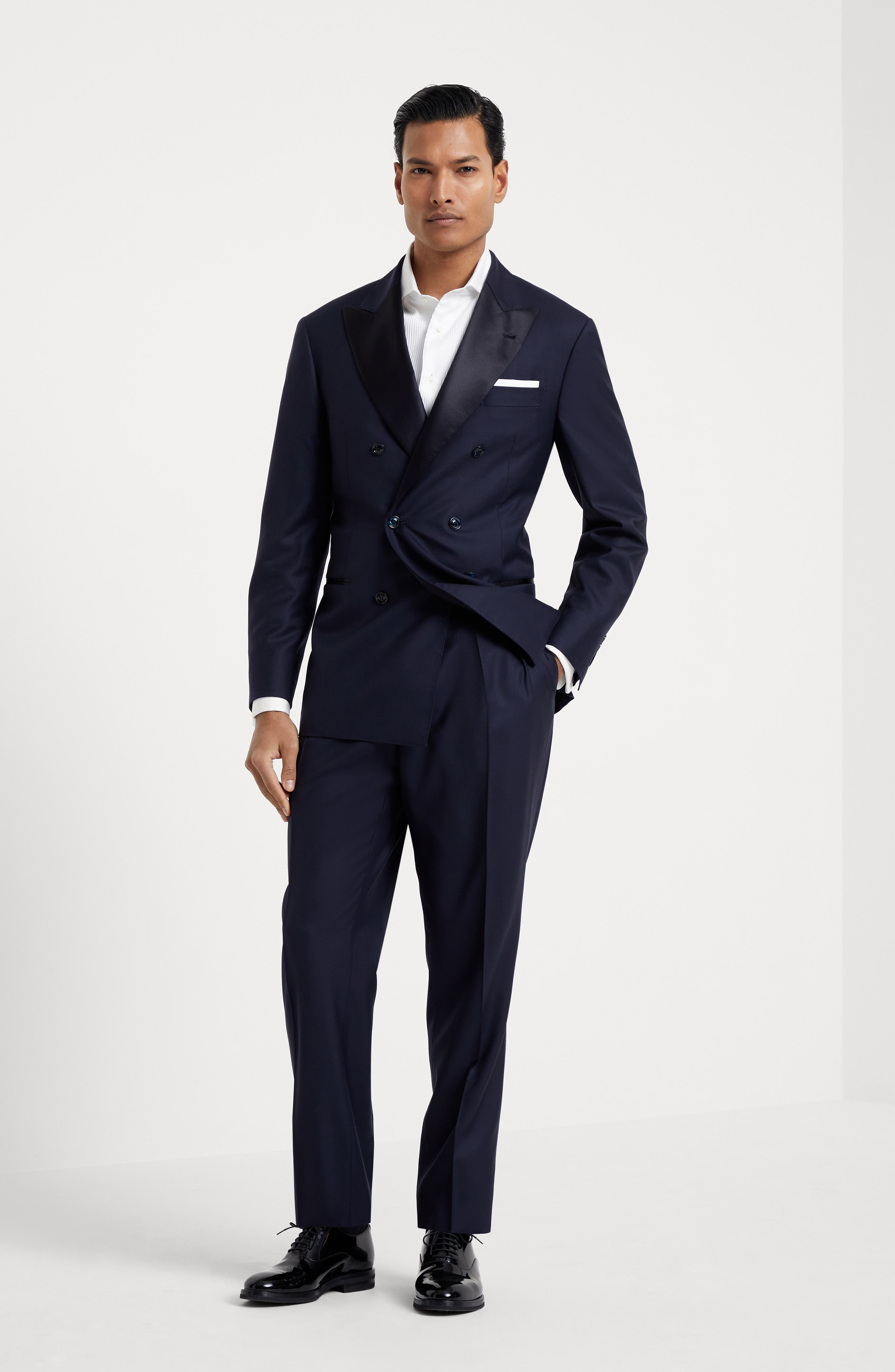 Brunello Cucinelli Tuxedo with one-and-a-half-breasted jacket in Navy Blue at Nordstrom - 2