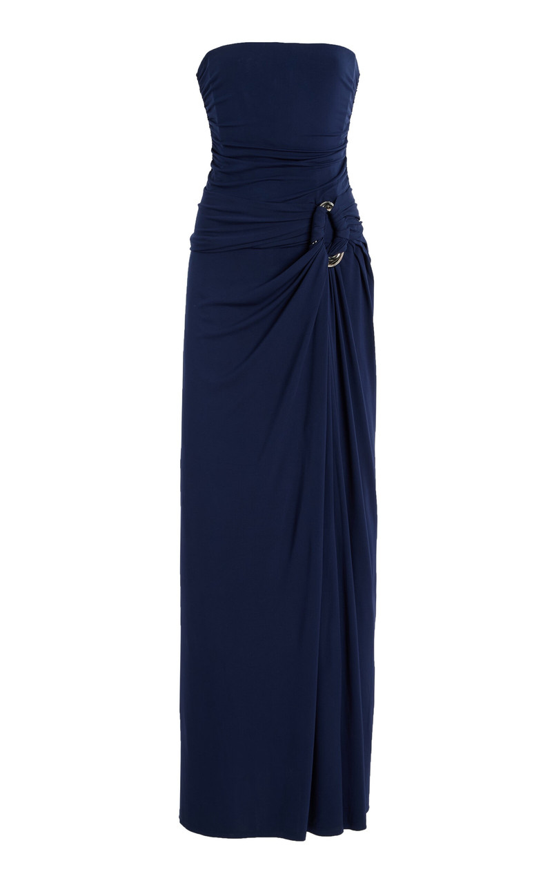 Emma Draped Stretch-Jersey Maxi Dress navy - 1
