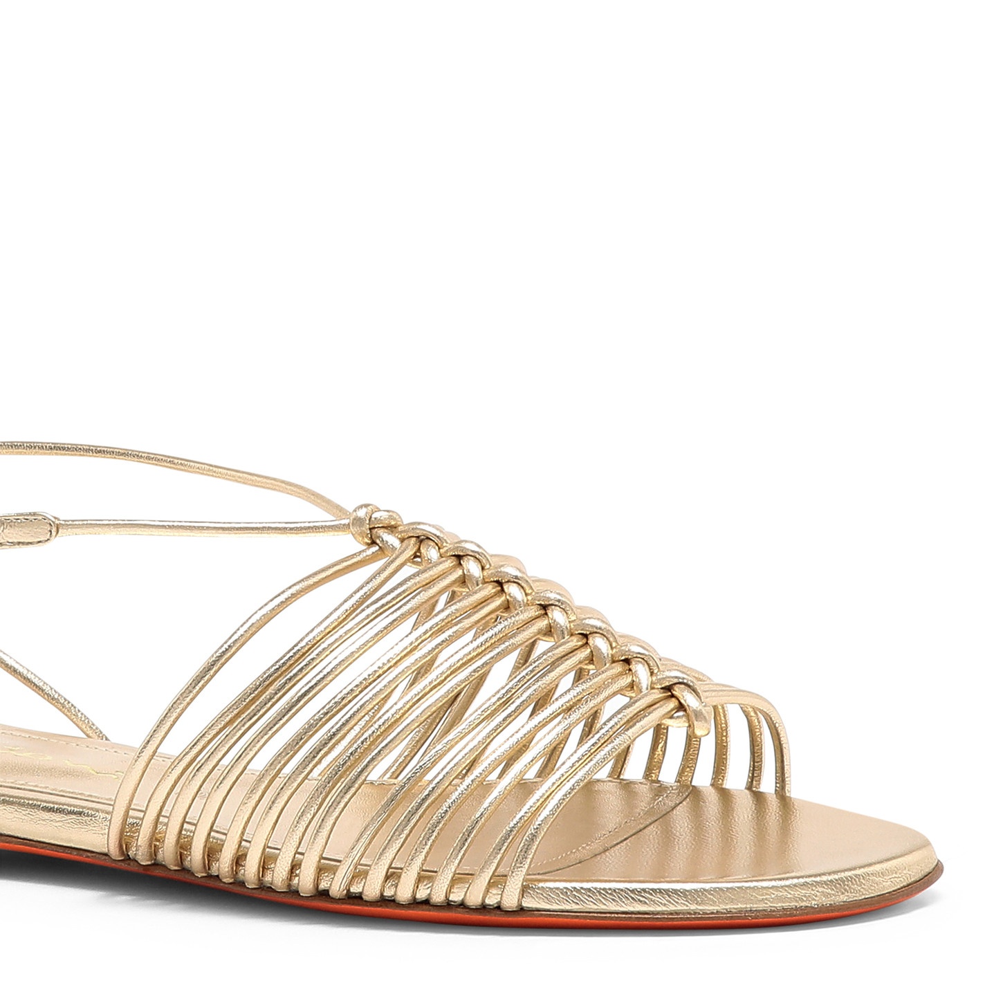 Women's gold leather sandal - 5