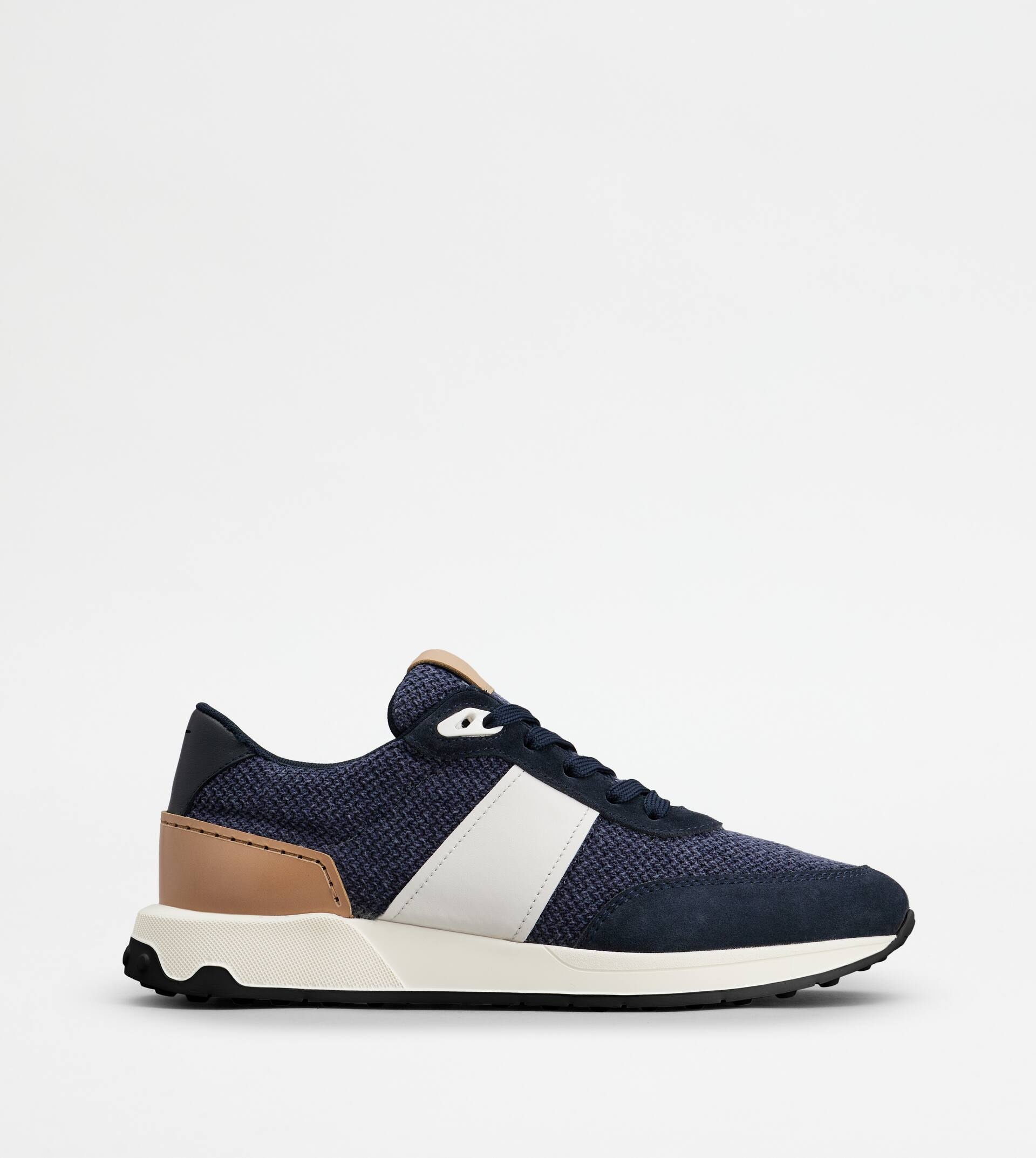 SNEAKERS IN LEATHER AND TECHNICAL FABRIC - BLUE - 1