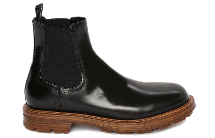 Alexander McQueen Shiny Leather Chelsea Boots 'Black Brown' 683568WHZ8C1452 - 2
