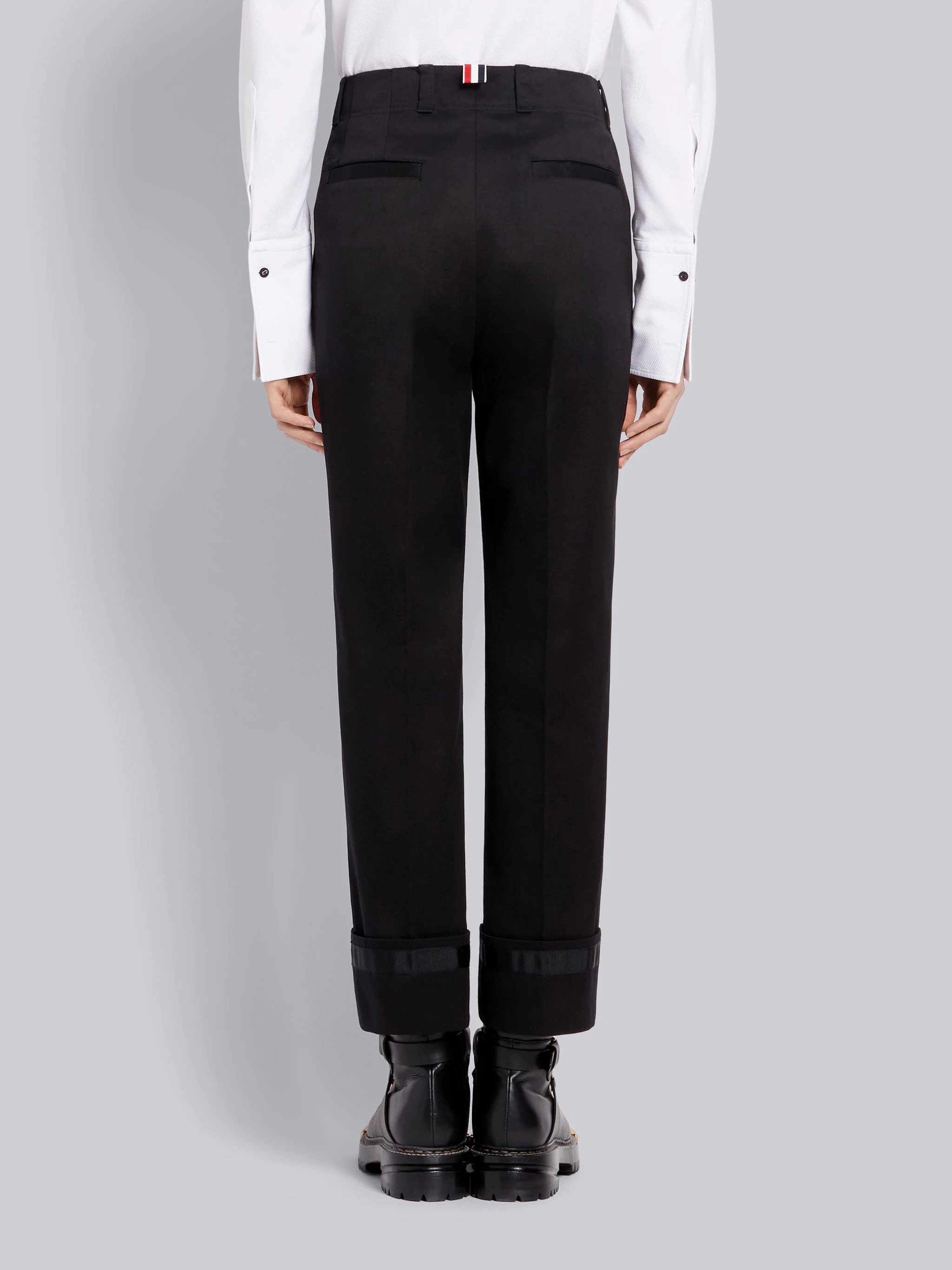 Black Cotton Twill Tipping Straight Leg Beltloop Trouser - 3