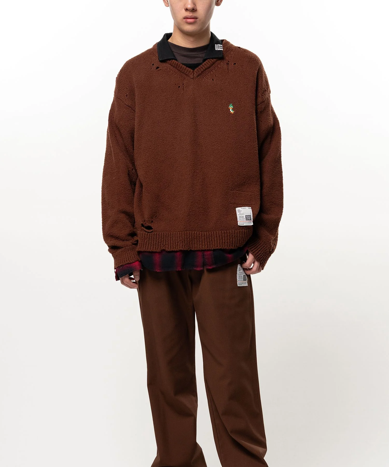 Triple Layered Collared Knit Sweater - 1