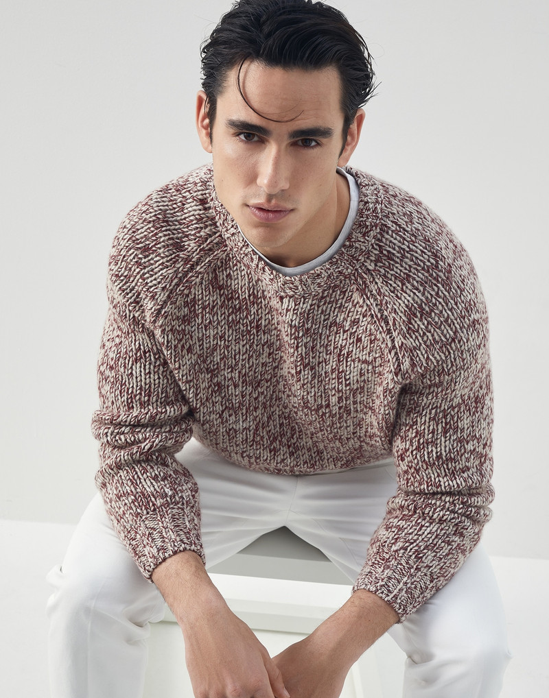 Virgin wool, cashmere and silk chiné sweater with raglan sleeves 4
