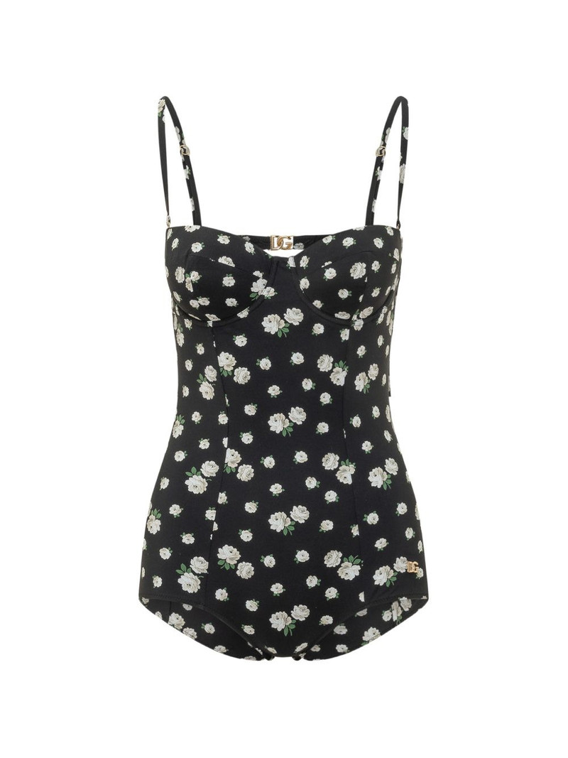 floral-print DG logo swimsuit 1