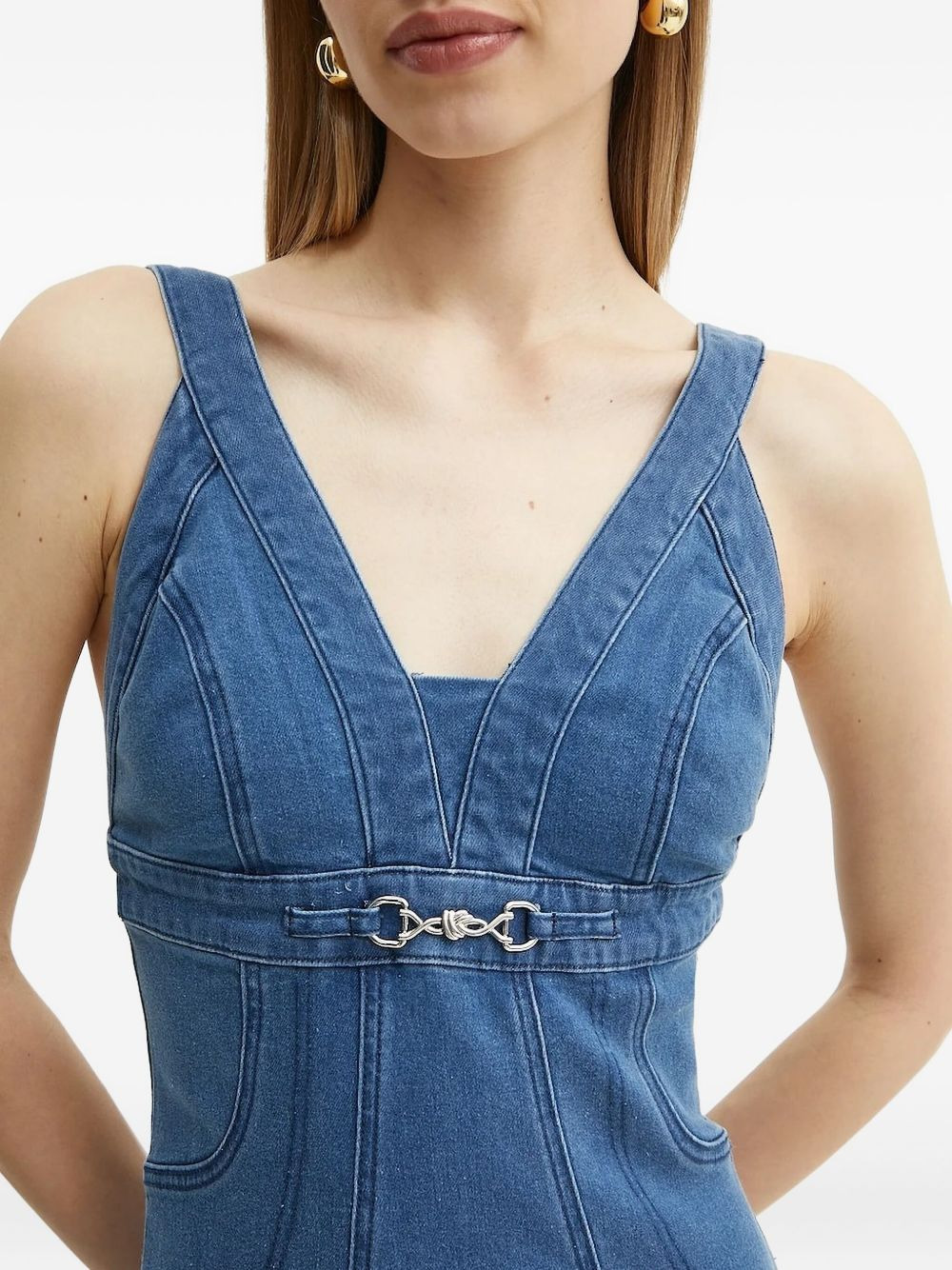 V-neck denim dress - 3
