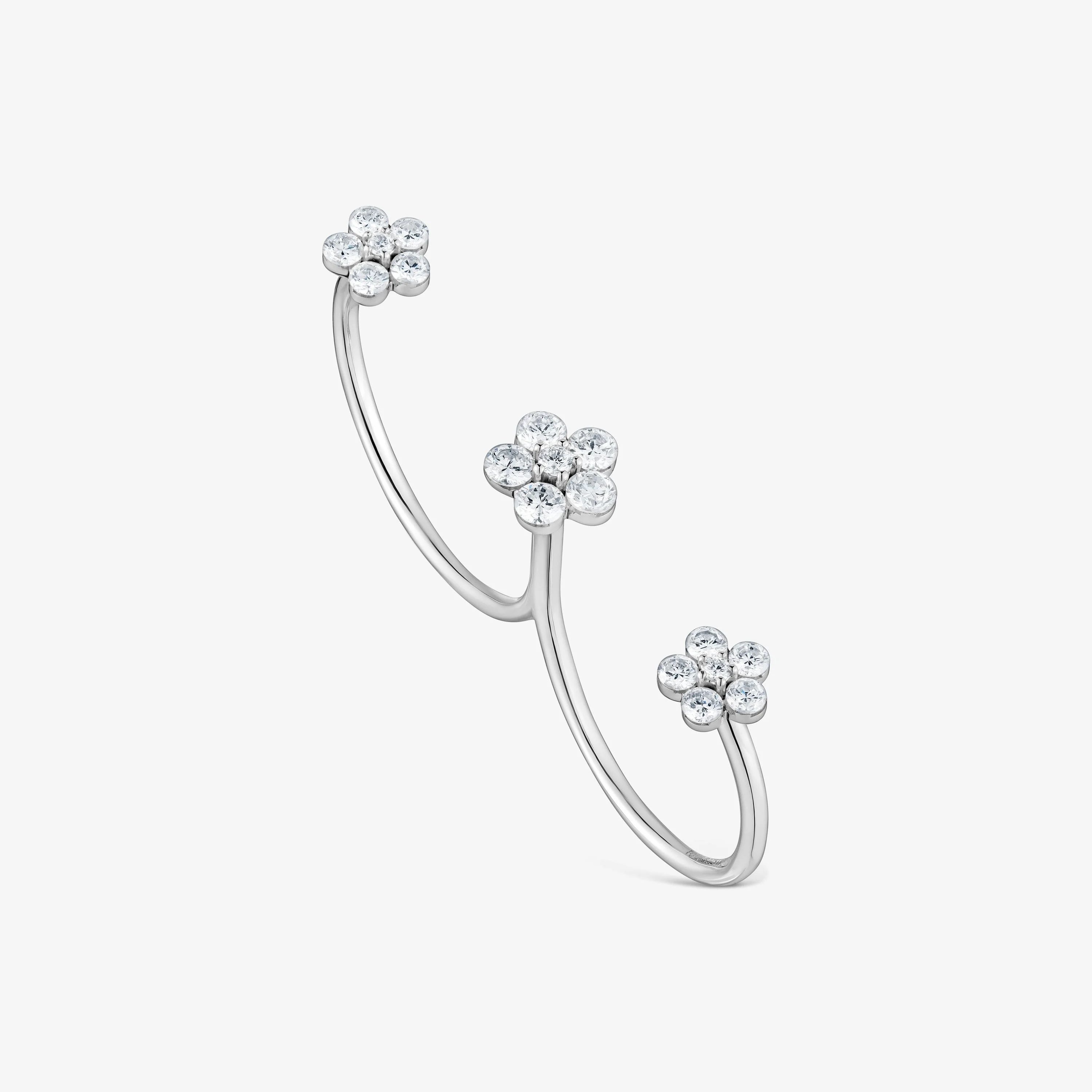 9kt white gold and lab-grown diamond flower Double ring TOUS Irisé LGD - 1