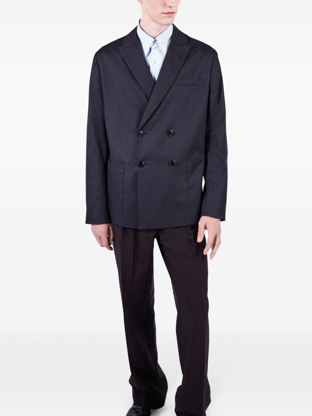 double-breasted cotton blazer - 3