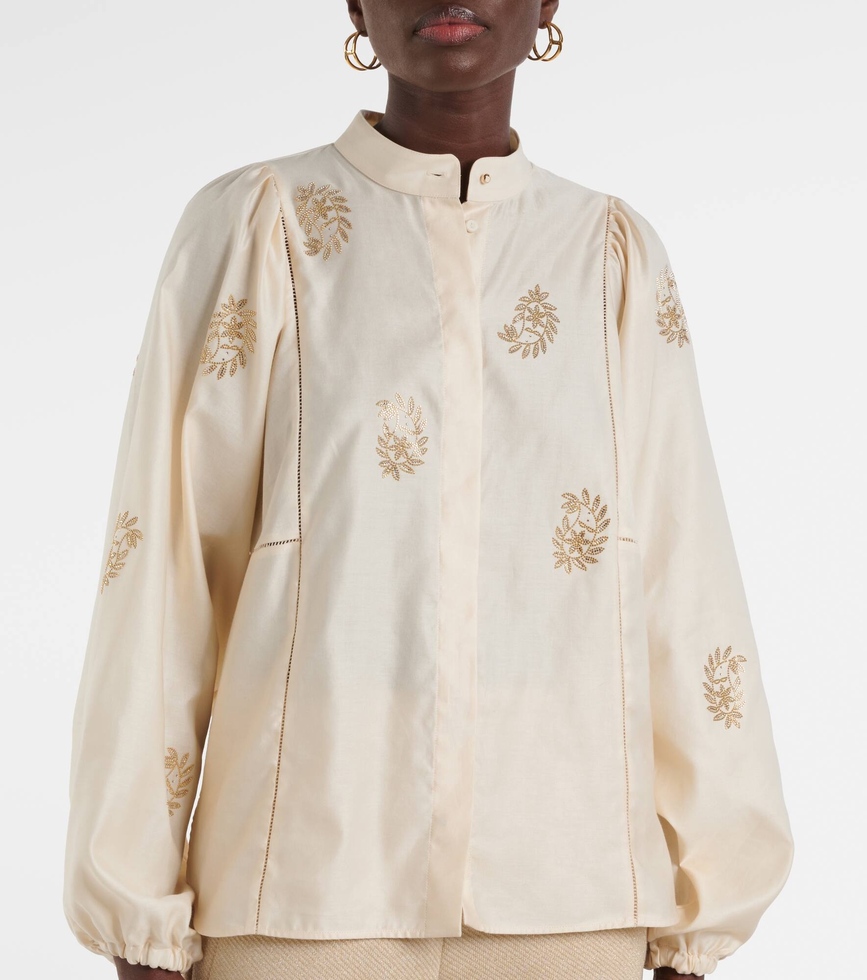 Caladio embellished cotton satin blouse - 4
