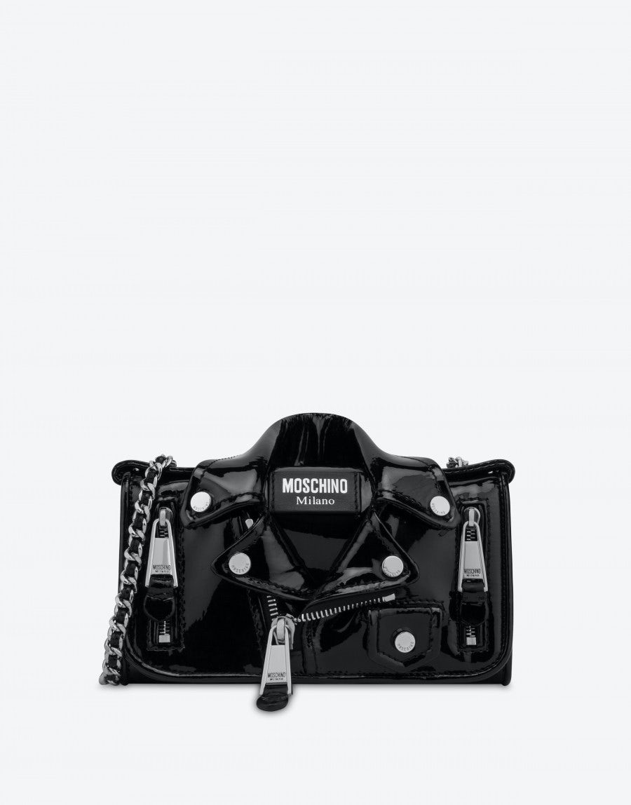 SMALL PATENT LEATHER BIKER BAG - 1