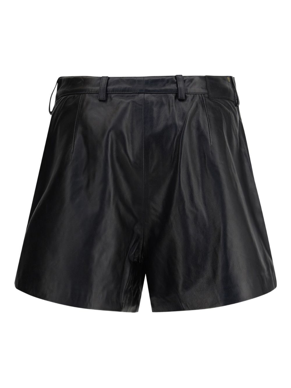 pleated leather shorts - 2
