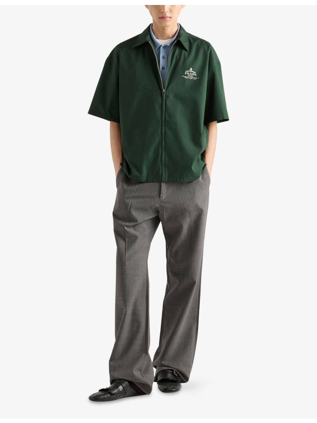 Logo-embroidered zip-up nylon shirt - 2
