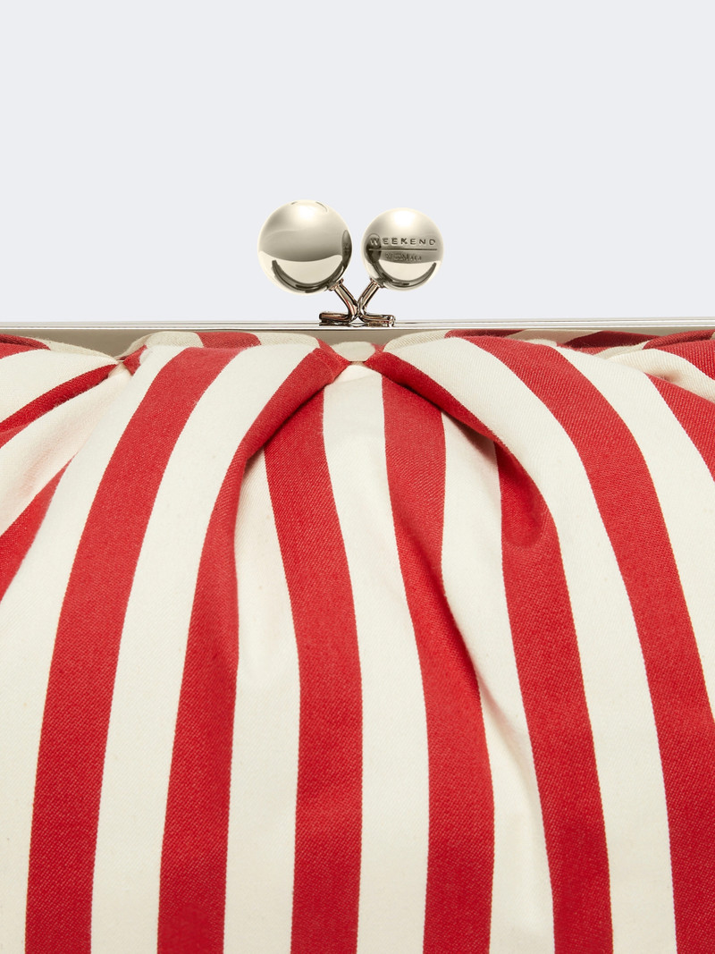 CACHI Large striped cotton Pasticcino bag - RED 4
