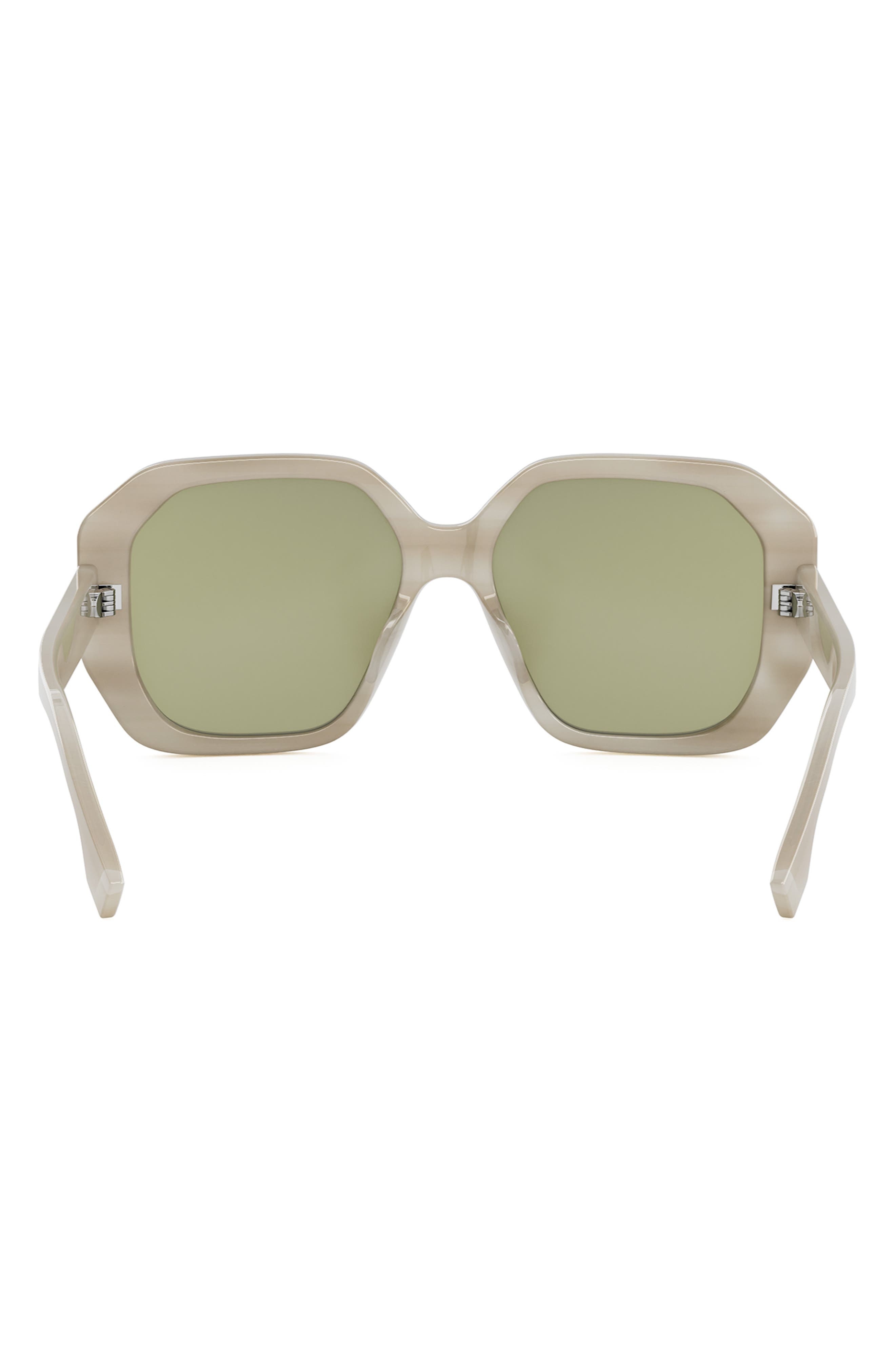 Fendi Selleria Square Sunglasses in Beige Horn /Green Mirror at Nordstrom - 7