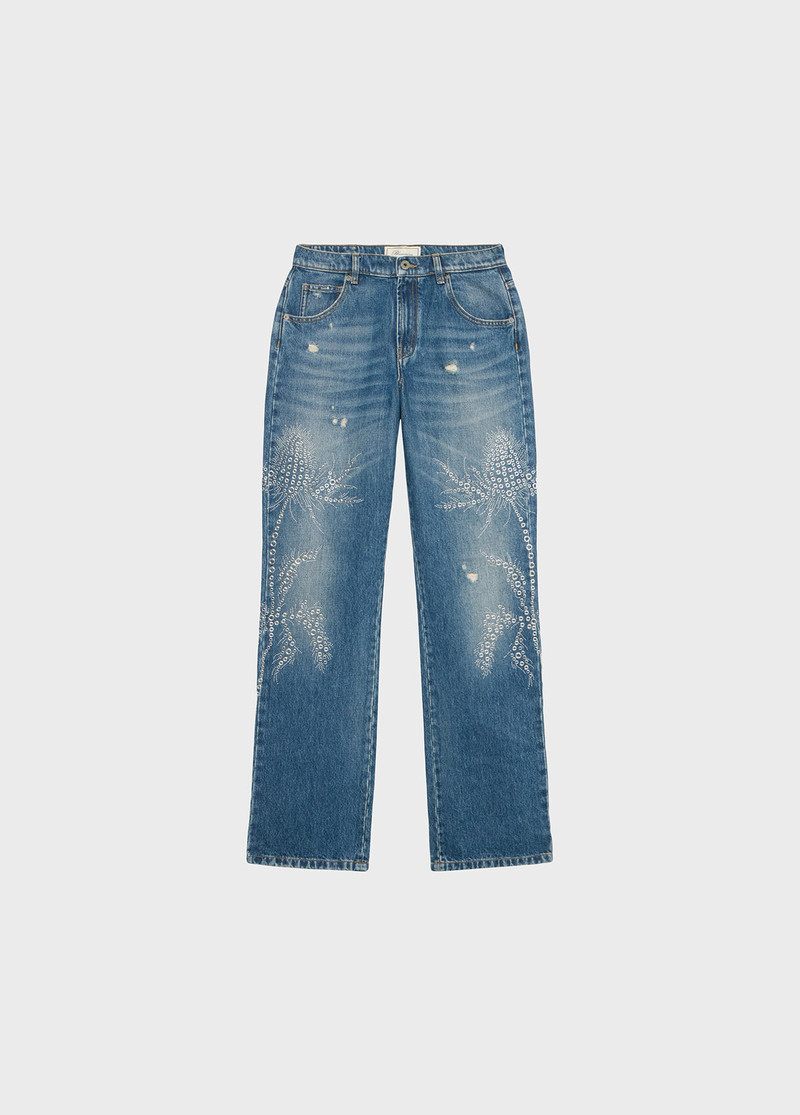 JEANS WITH EYELETS AND STUD EMBROIDERY 1