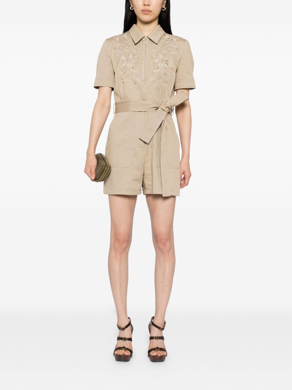 embroidered gabardine jumpsuit - 2