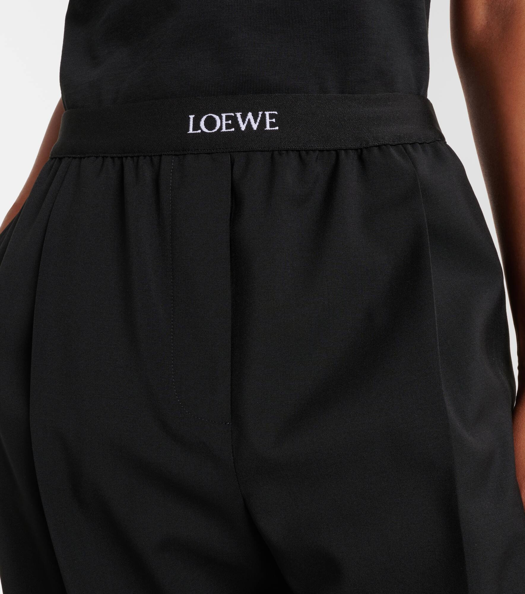 Logo wool mid-rise straight pants - 4
