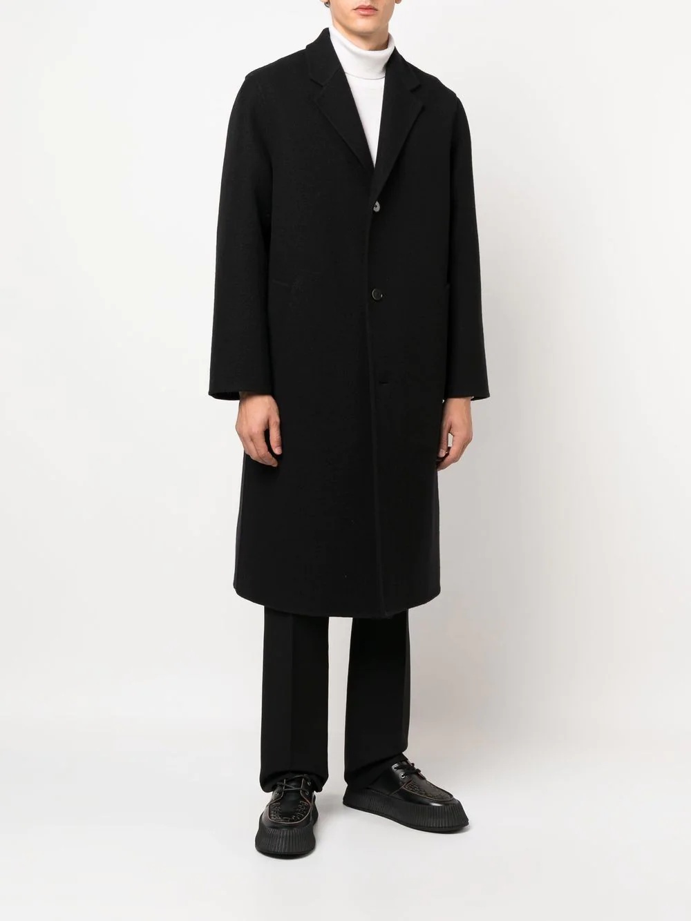 single-breasted mid-length coat - 2