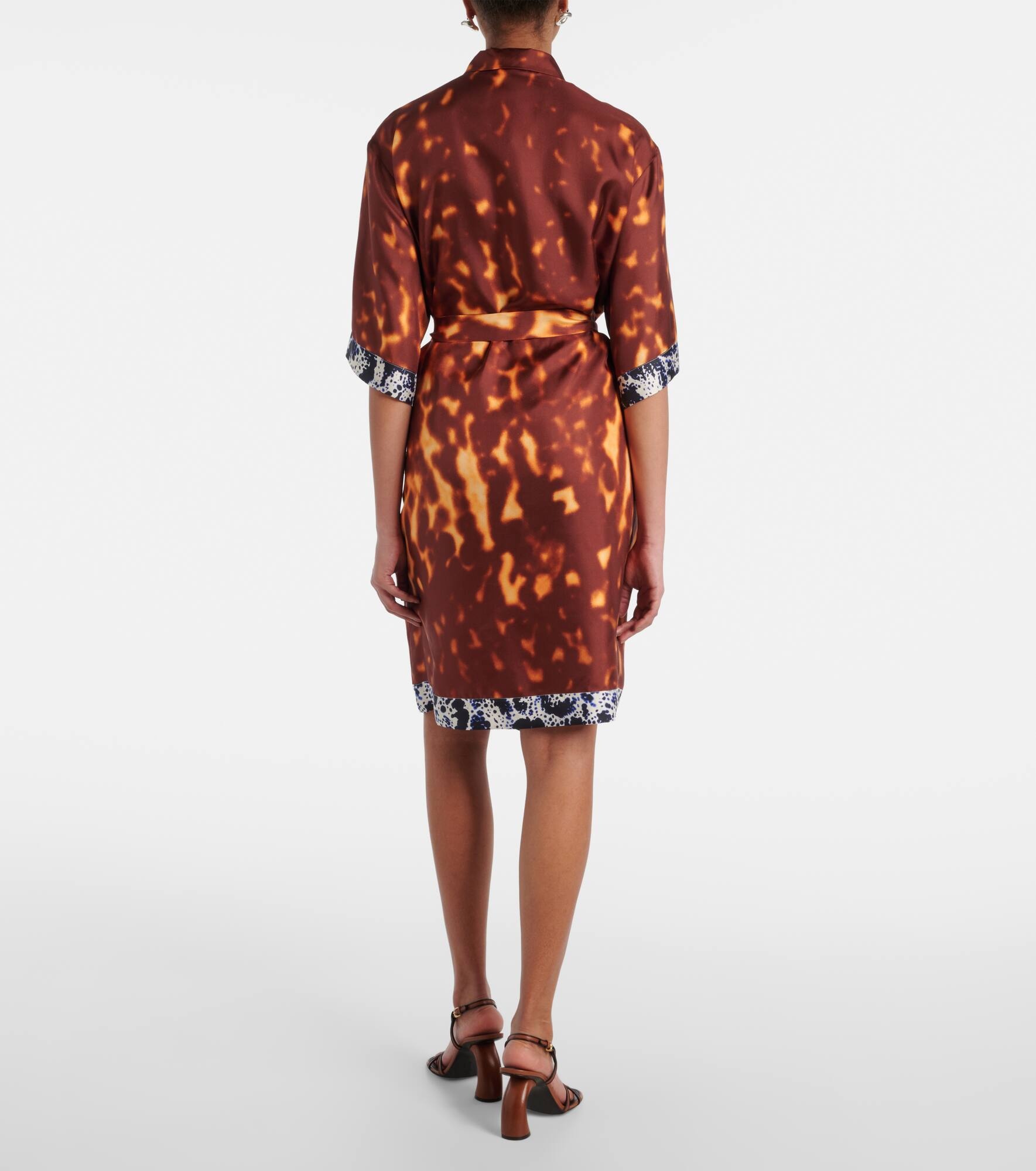 Belted printed silk shirt dress - 3