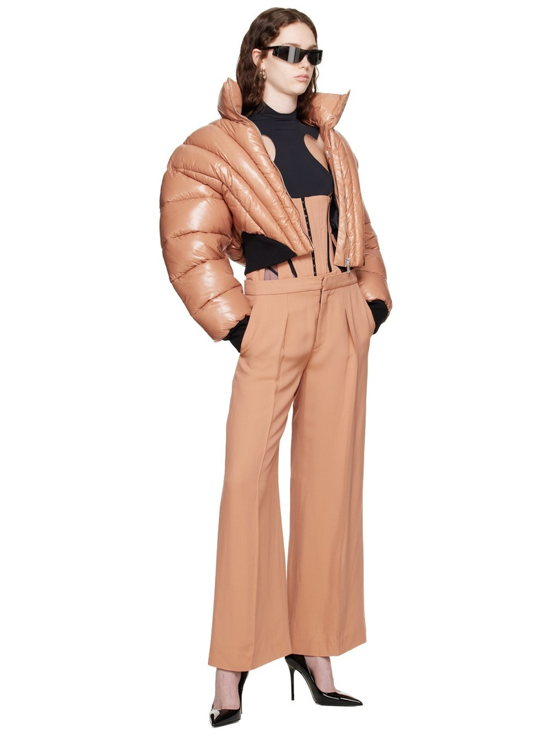 MUGLER Tan Tailored Trousers & Corset Set outlook