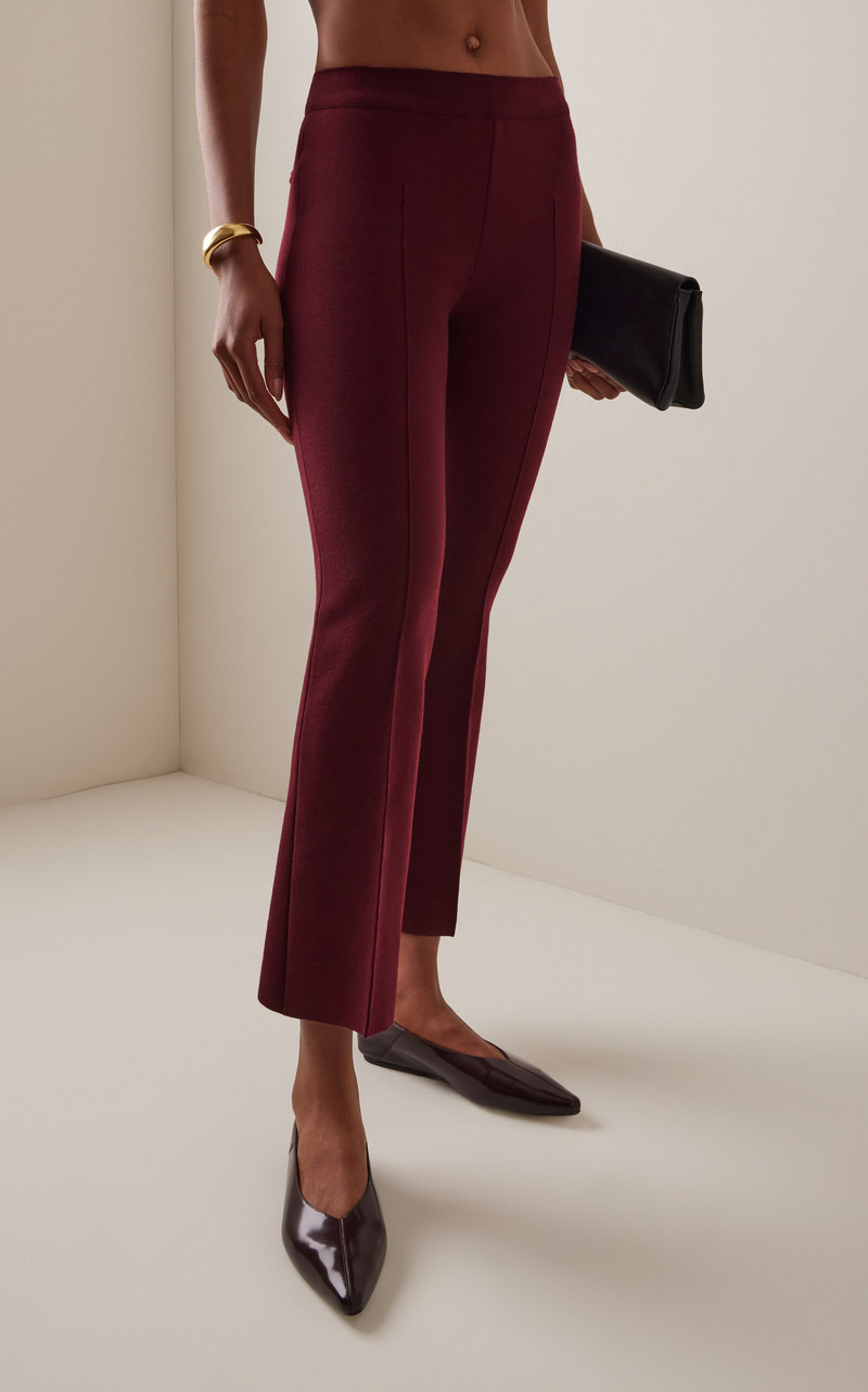 Louis Cropped Wool-Blend Straight-Leg Pants burgundy 4