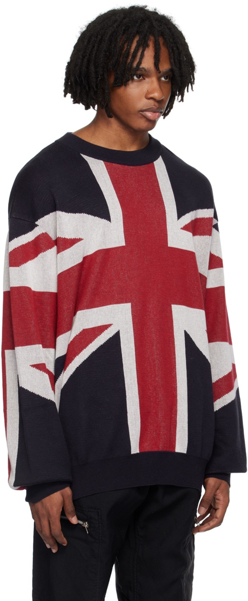 TAKAHIROMIYASHITA TheSoloist. Navy Union Jack Sweater outlook
