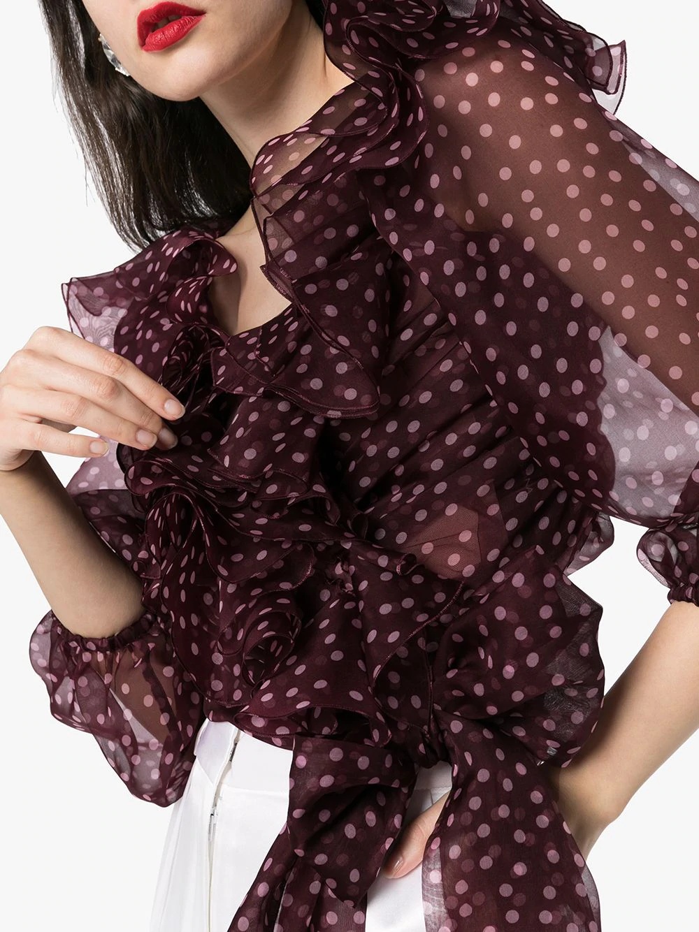 ruffled polka-dot silk-chiffon blouse - 5