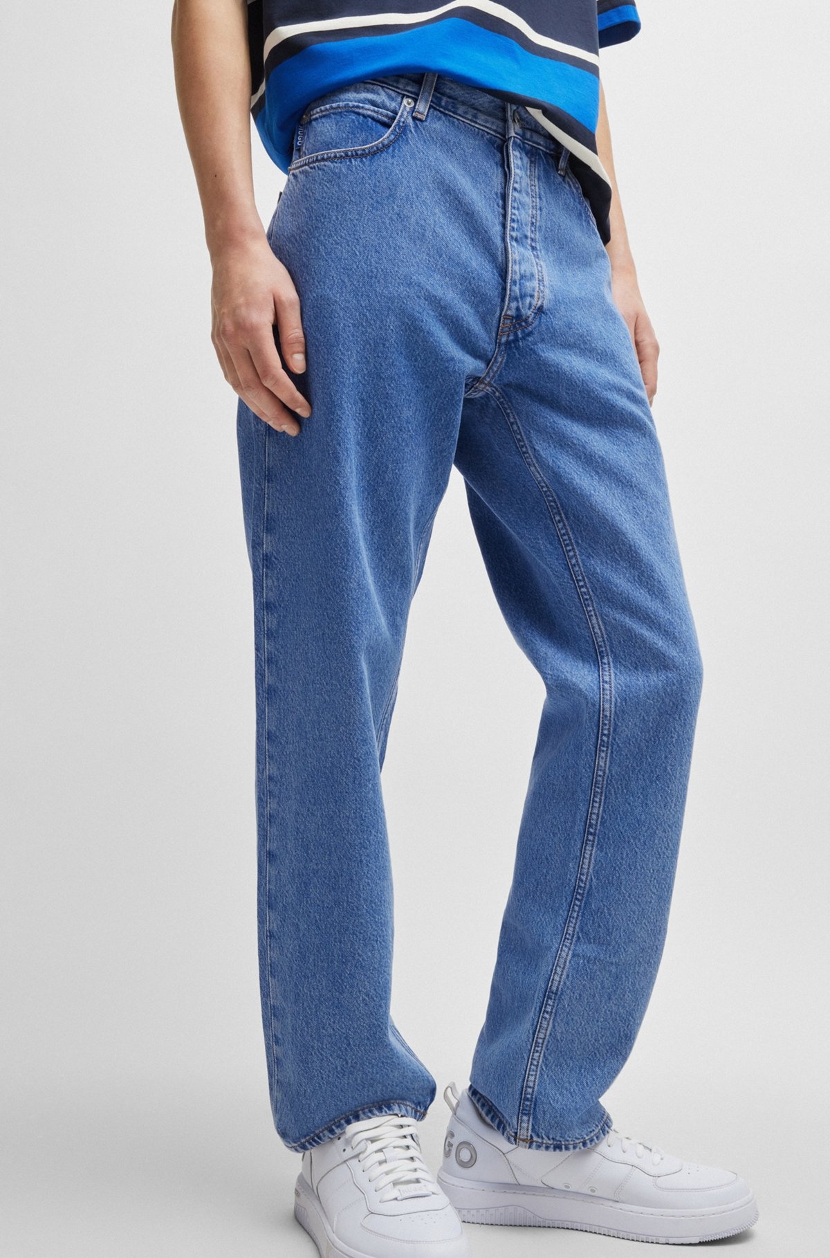 REGULAR-FIT JEANS IN BLUE STONEWASHED DENIM - 5