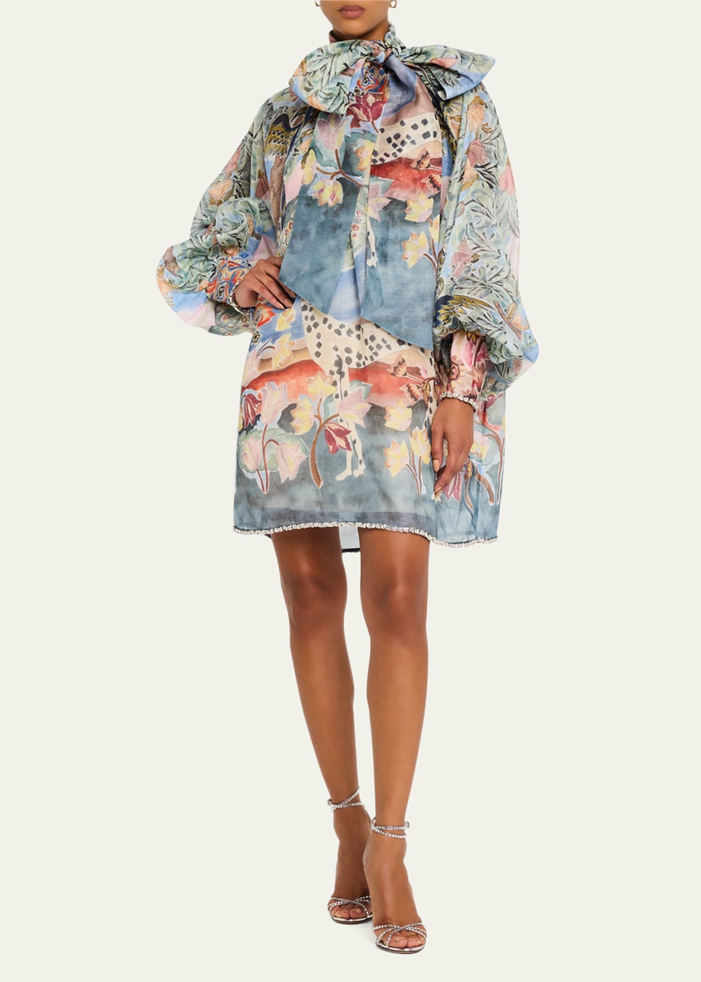【Zimmermann】Illustration Billow linen and silk minidress Zimmermann Dresses | Australian Designer Collection | Coveti